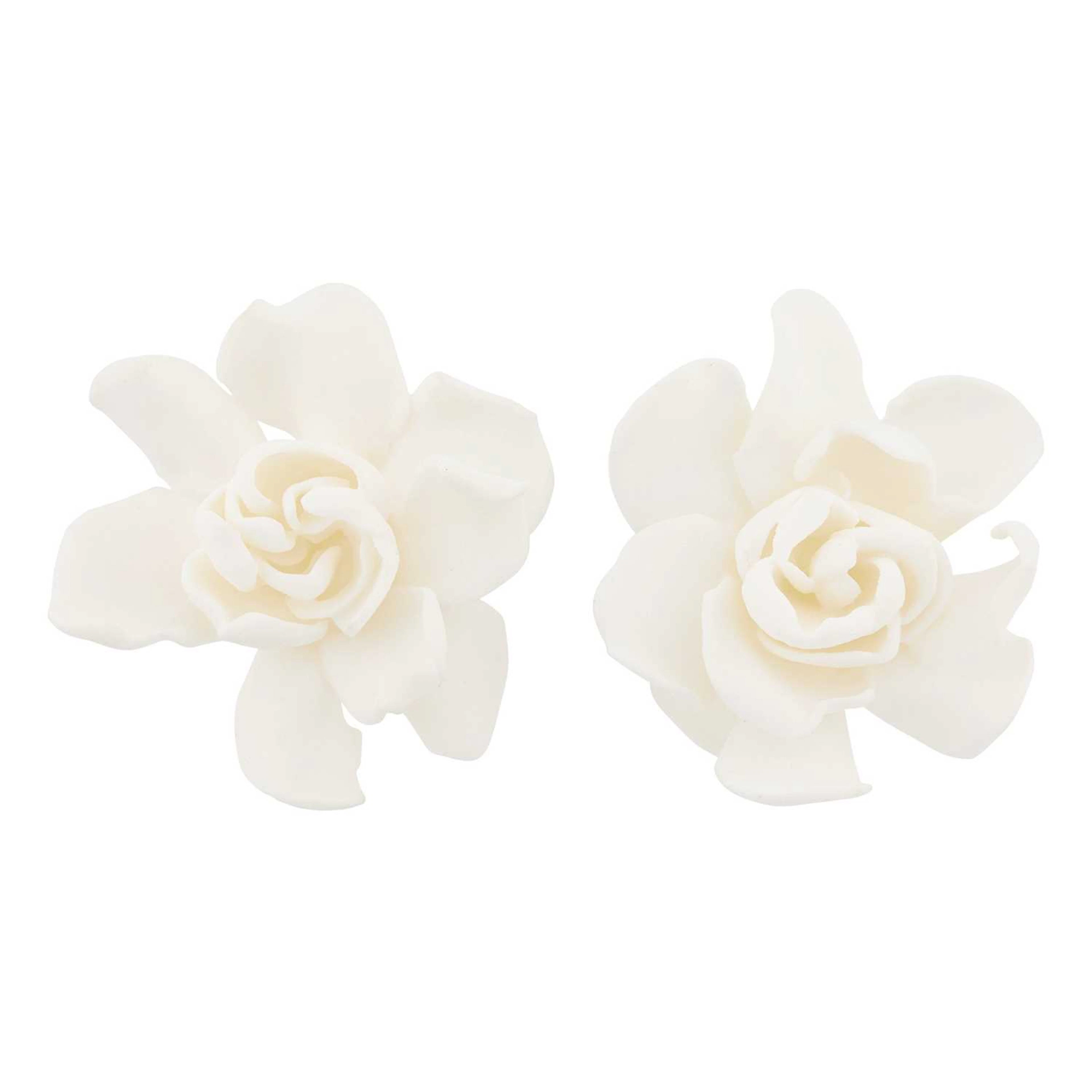 JAR Pair of White Resin 'Gardenia' Earclips, France