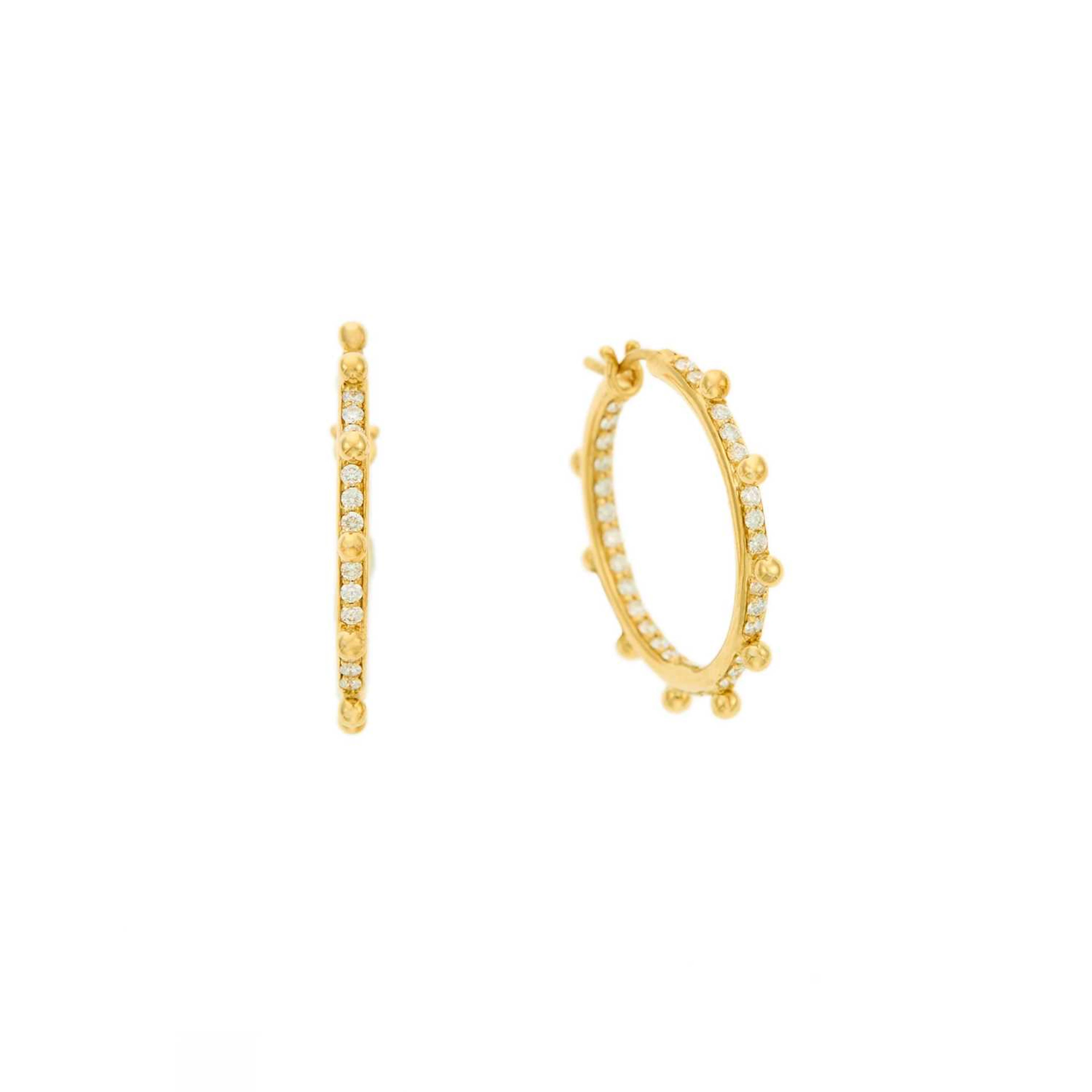 Temple St. Clair Pair of Gold and Diamond Hoop Earrings