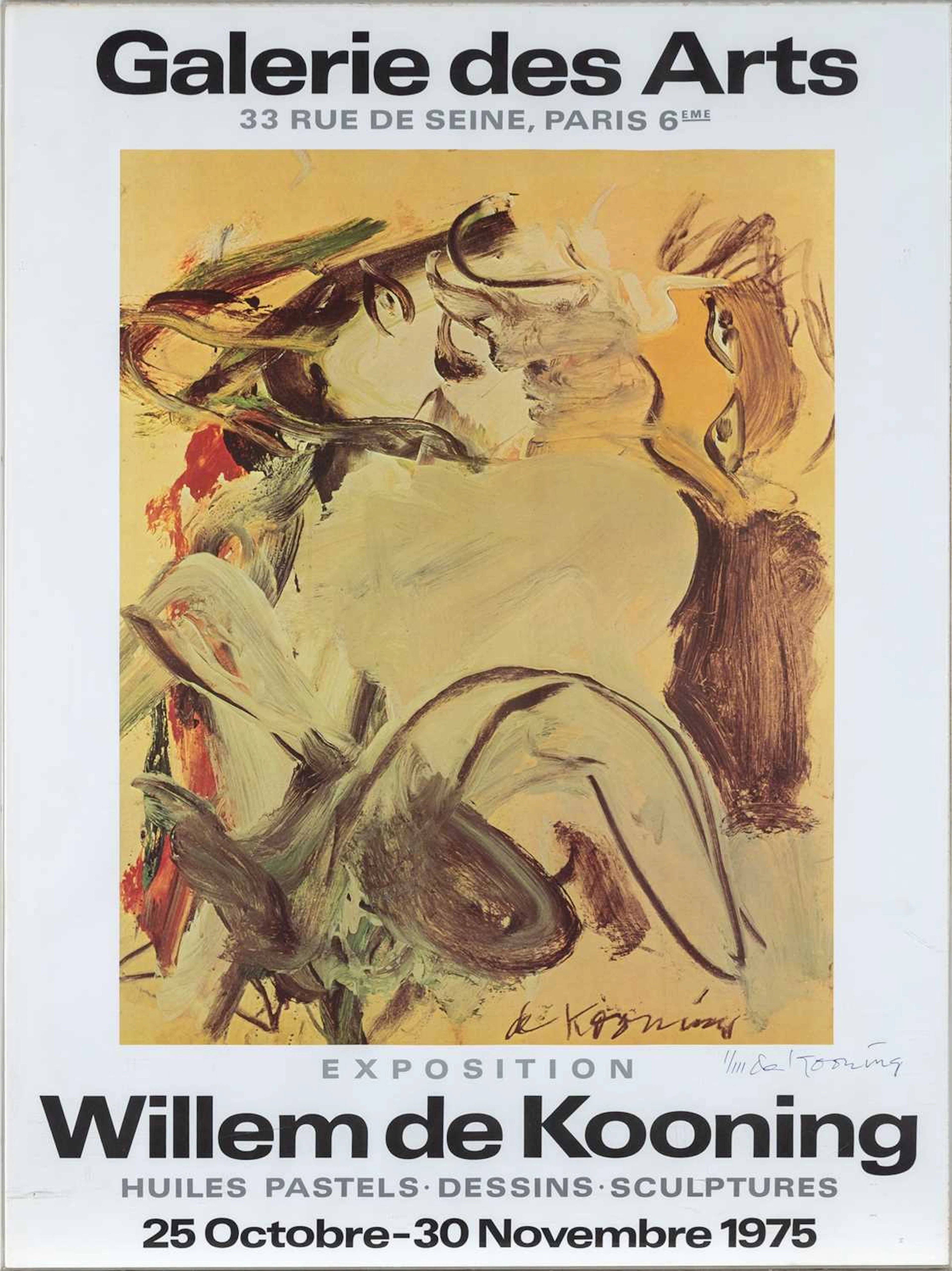 Signed Galerie des Arts poster signed by Willem de Kooning