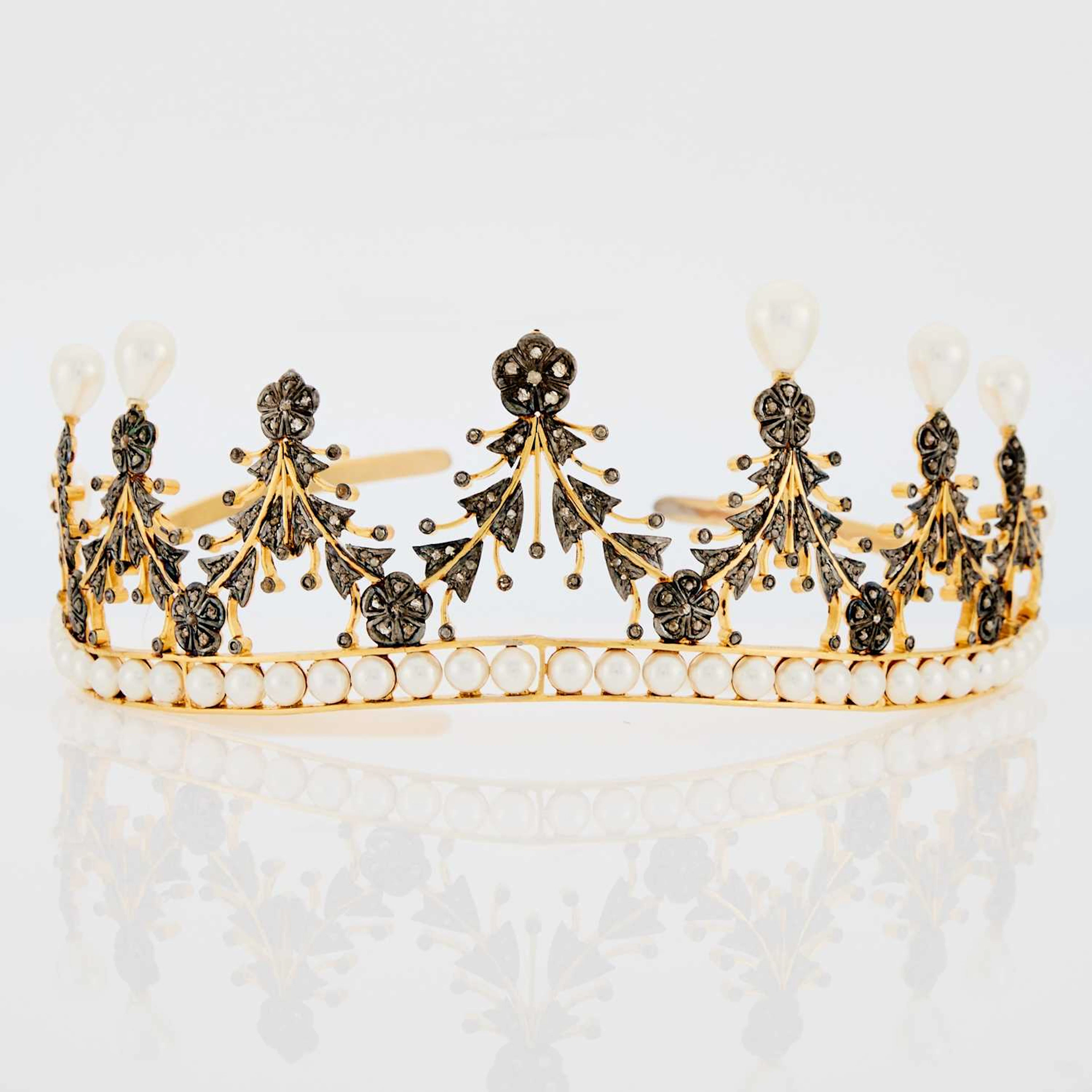 Gilt-Metal, Imitation Pearl and Diamond Tiara