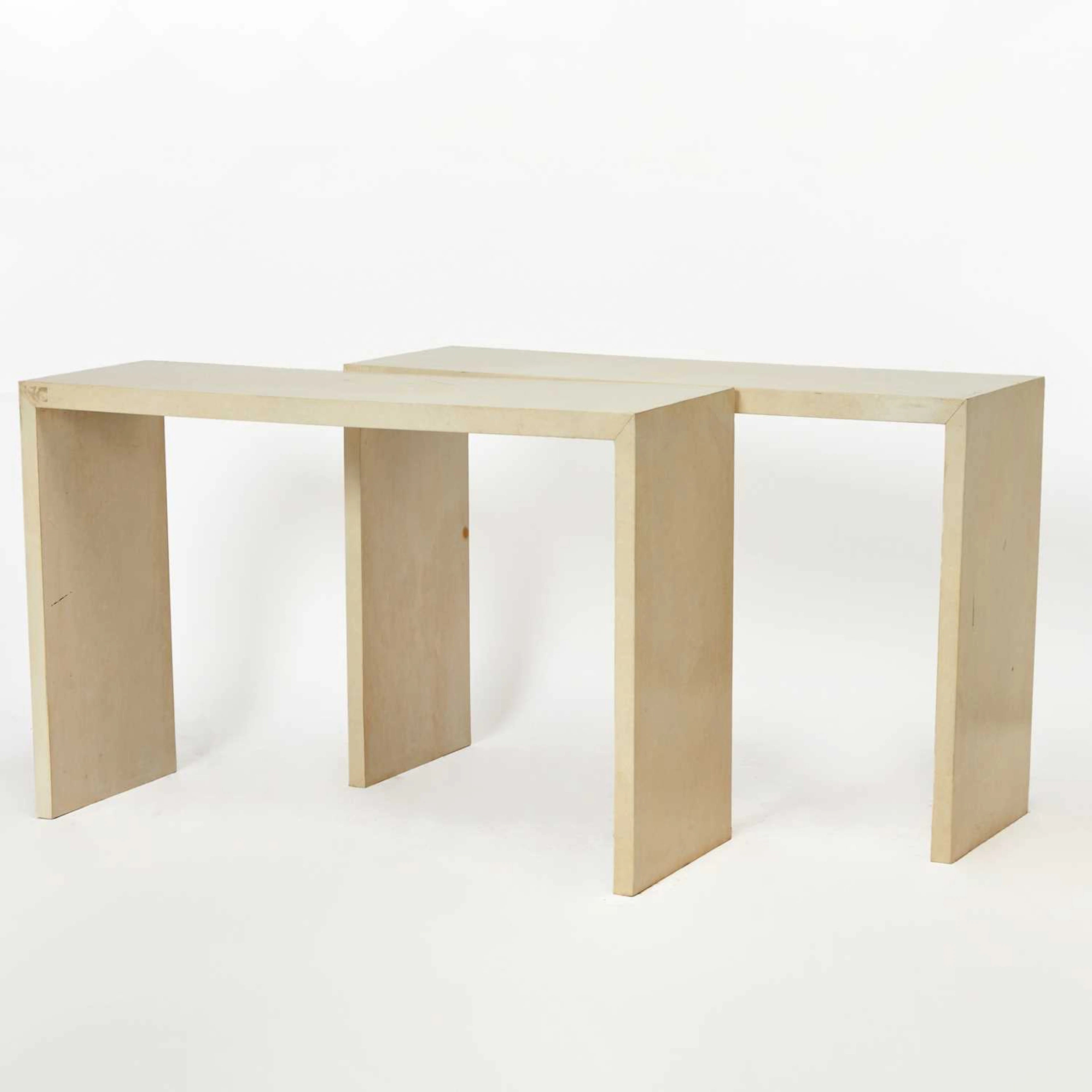 Pair of Jean Michel Frank Style Parchment Clad Tables