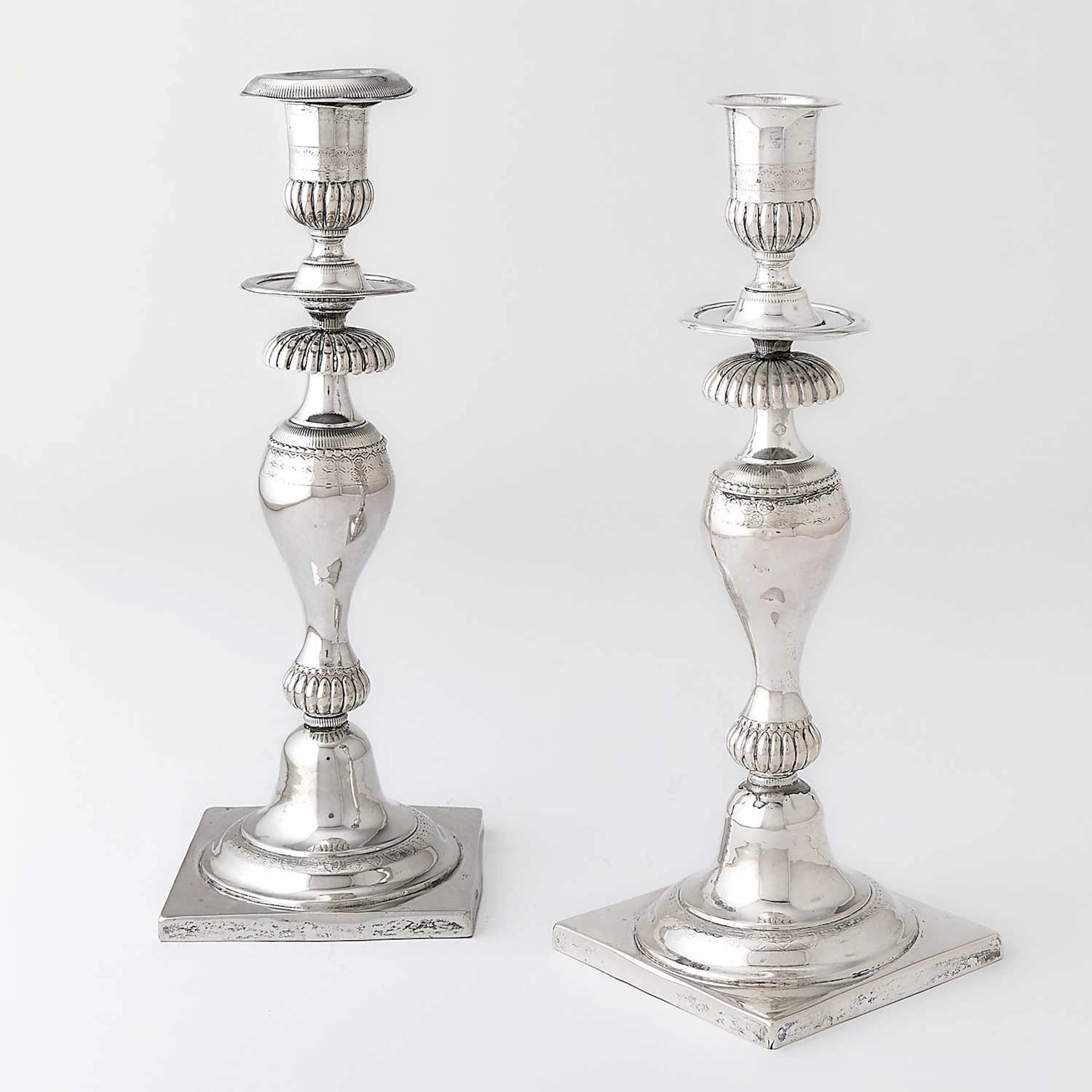 Pair of Continental Silver Candlesticks