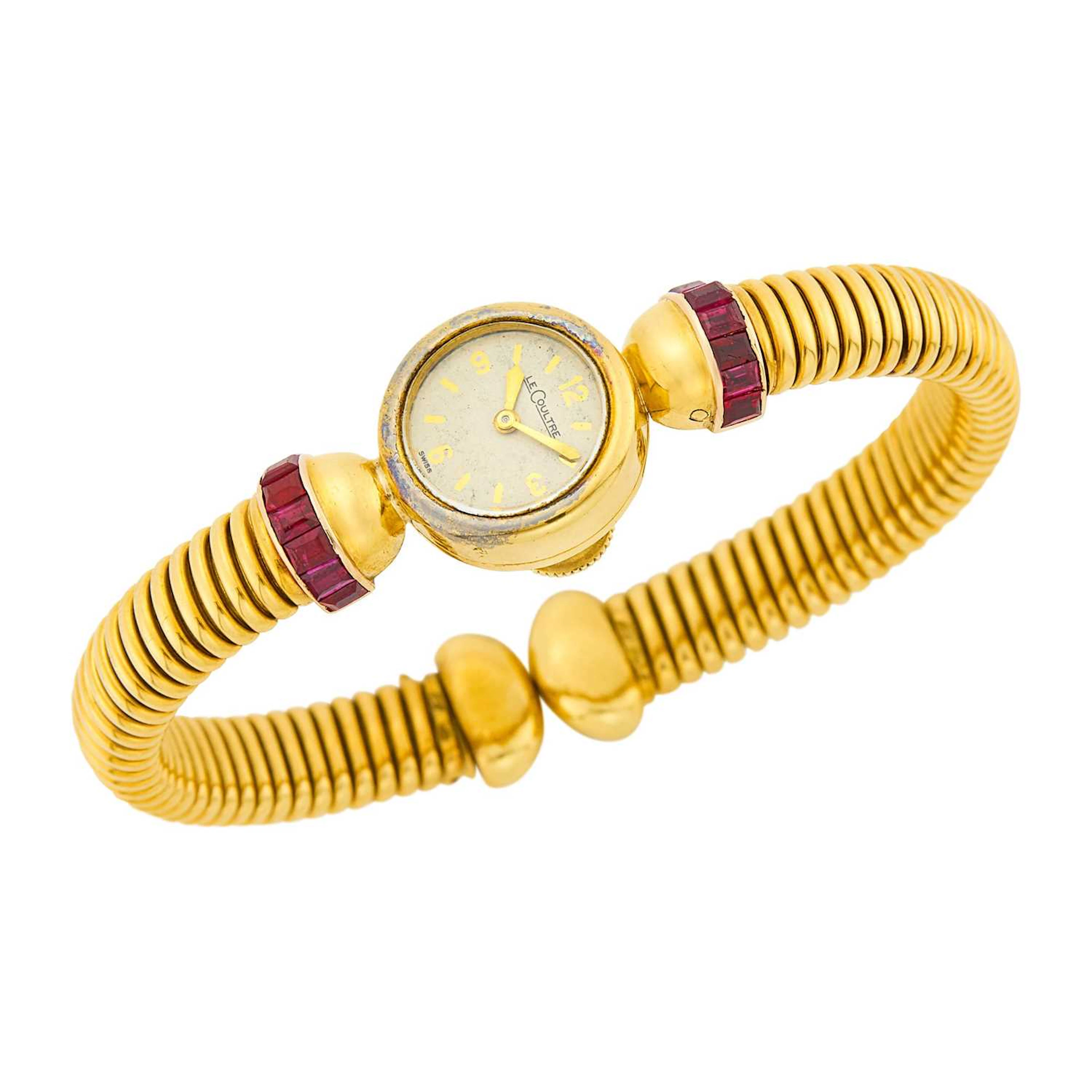 LeCoultre Gold and Ruby Snake Link Bracelet-Watch