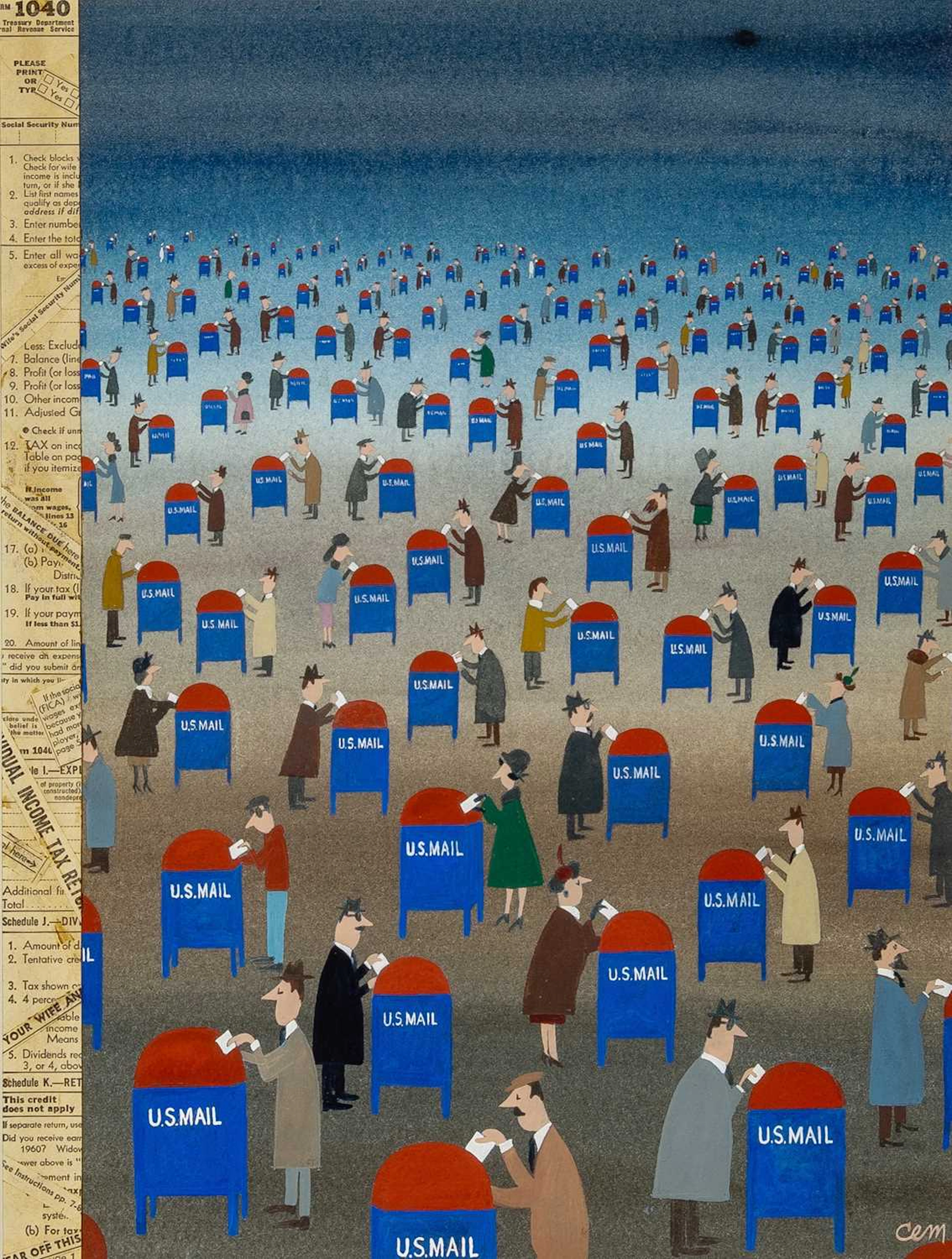 Charles Elmer Martin's New Yorker cover design for tax day 1962