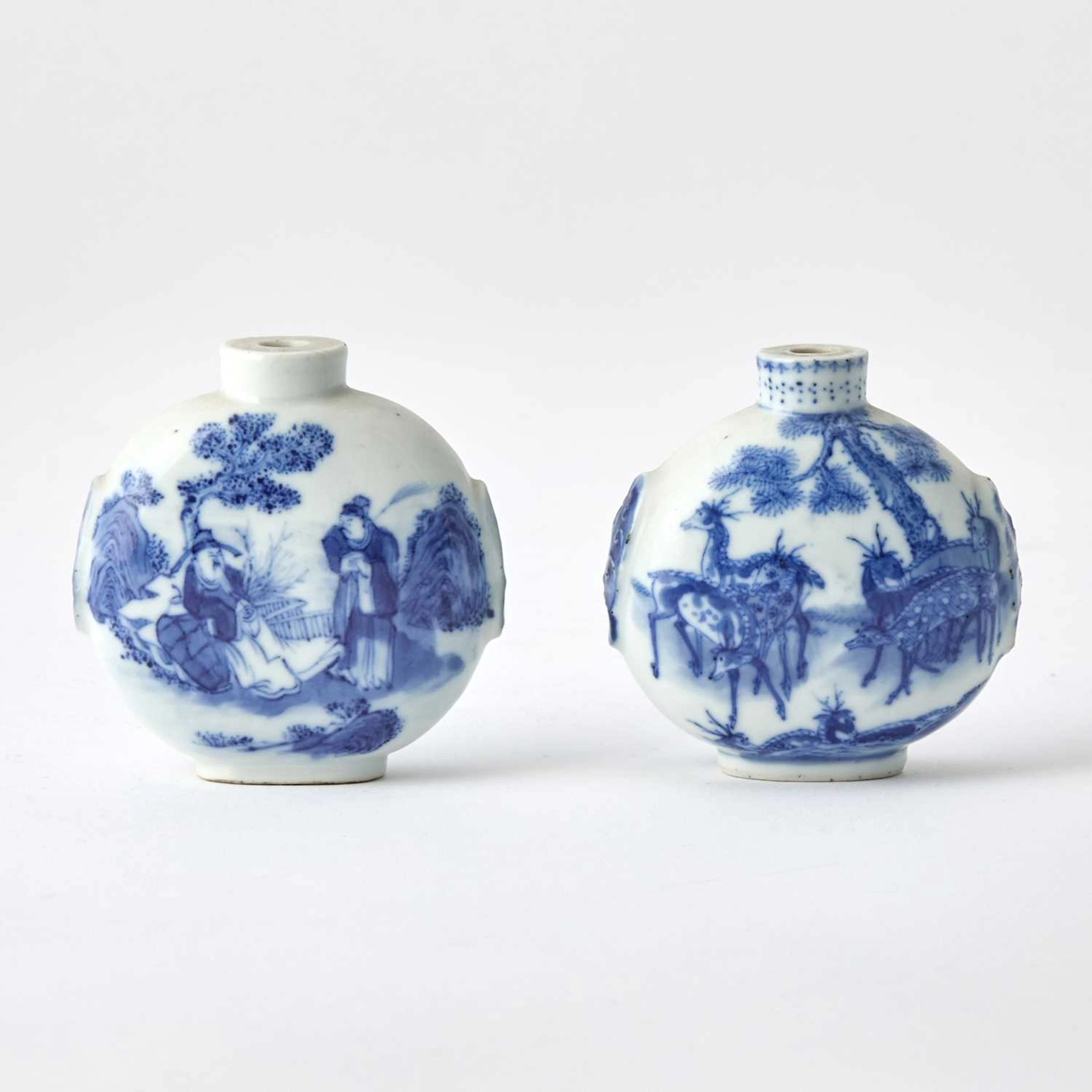 A Large Pair of Chinese Blue and White Porcelain Snuff Bottles Late