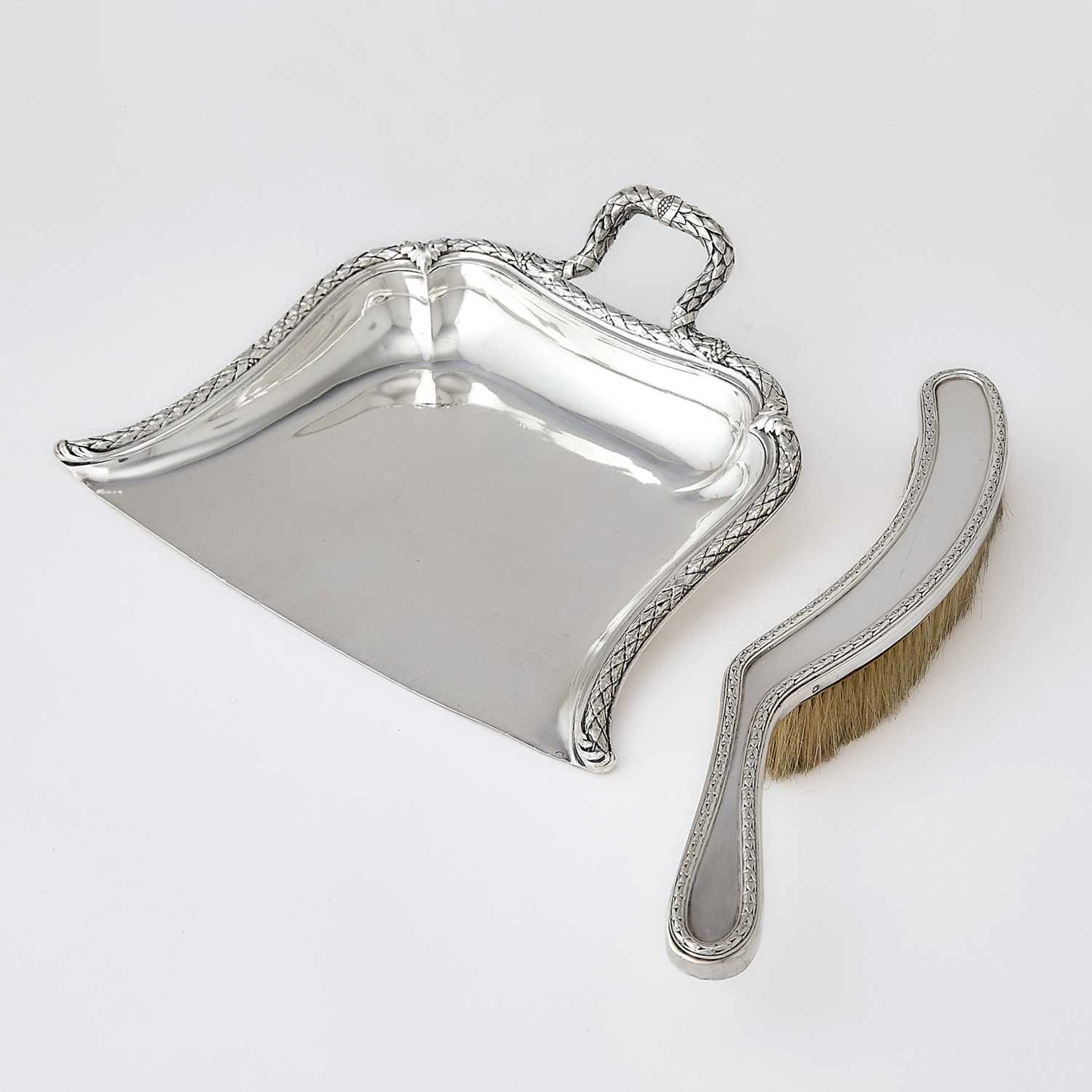 French Silver Crumber and Brush