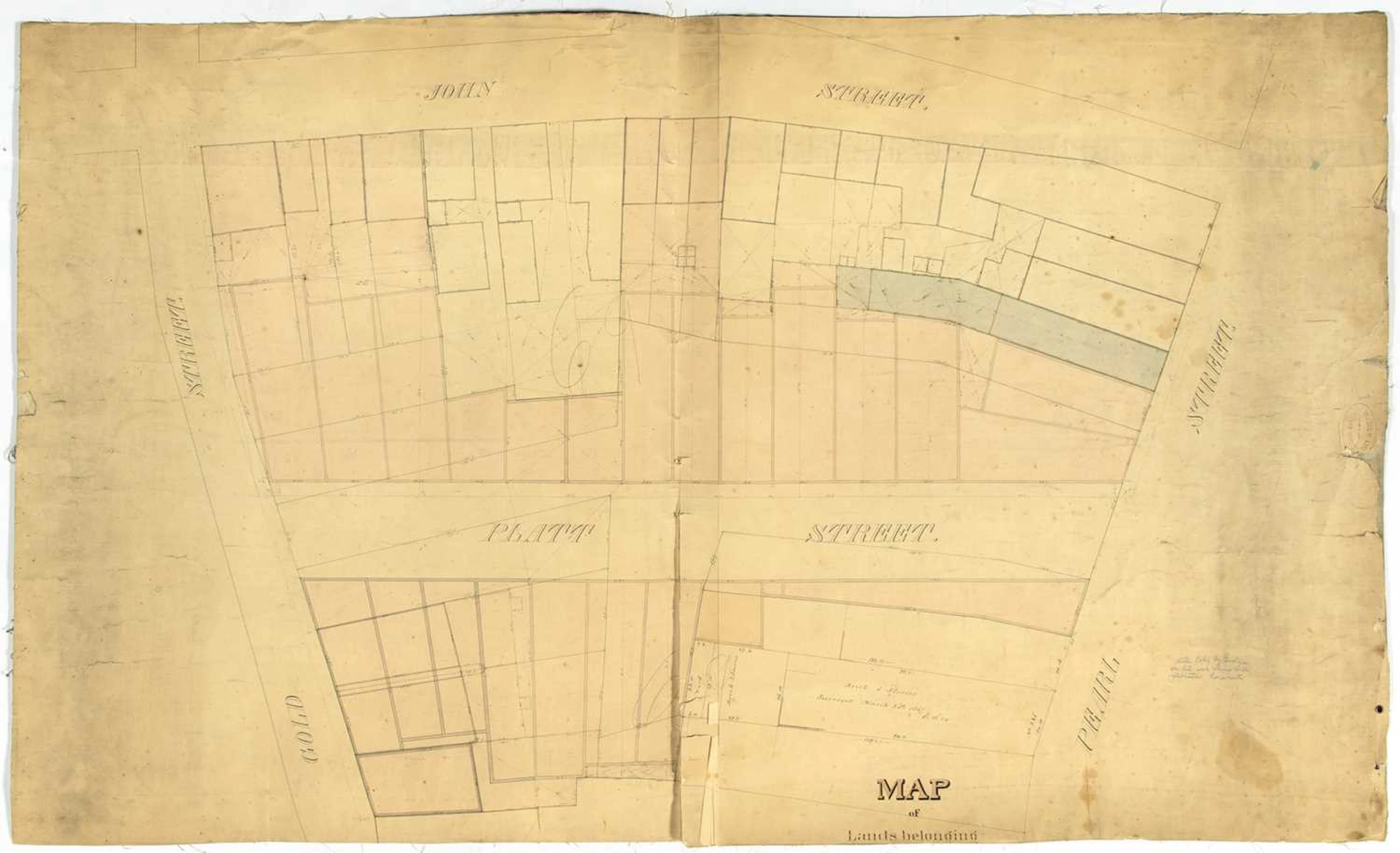 Large folding map depicting the Financial District