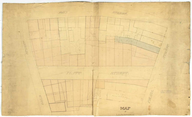 Large folding map depicting the Financial District