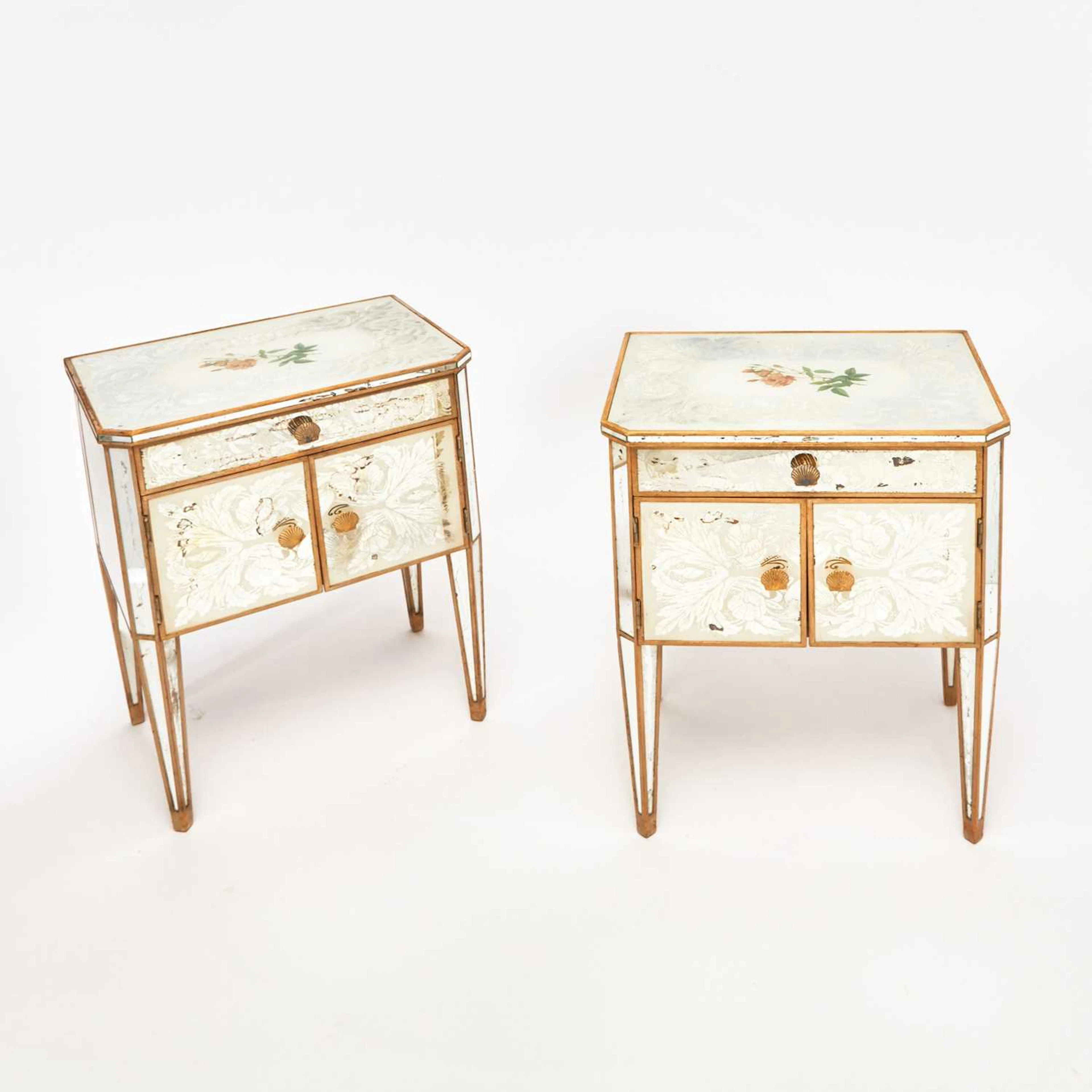 Pair of Louis XVI Style Mirrored End Cabinets