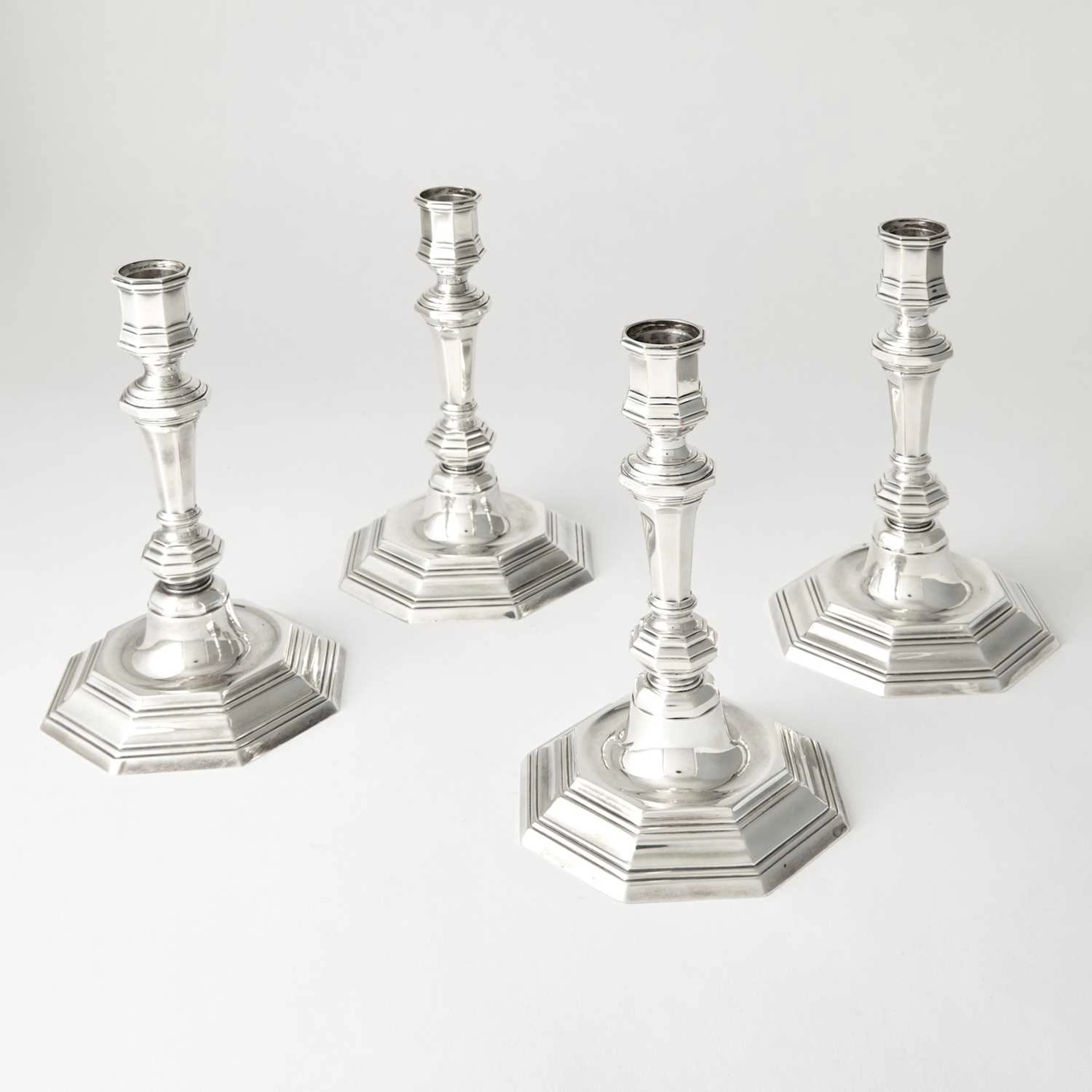Set of Four Christofle Silver Plated Candlesticks