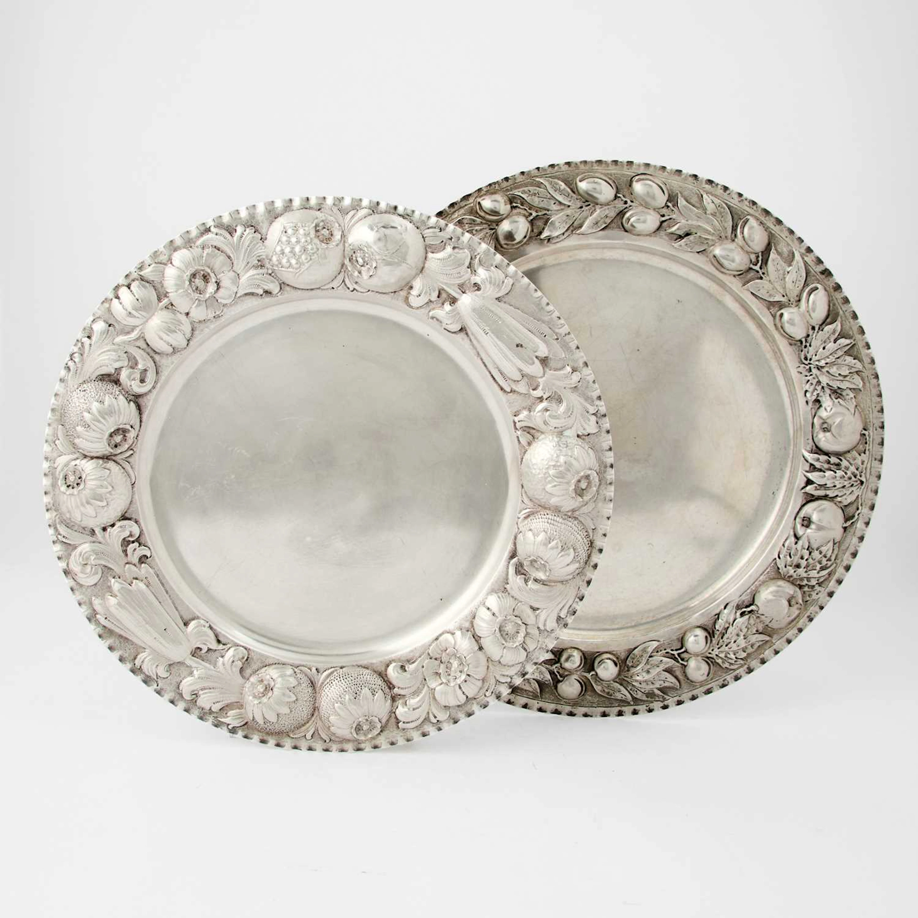 Pair of Continental Silver Graduated Chargers
