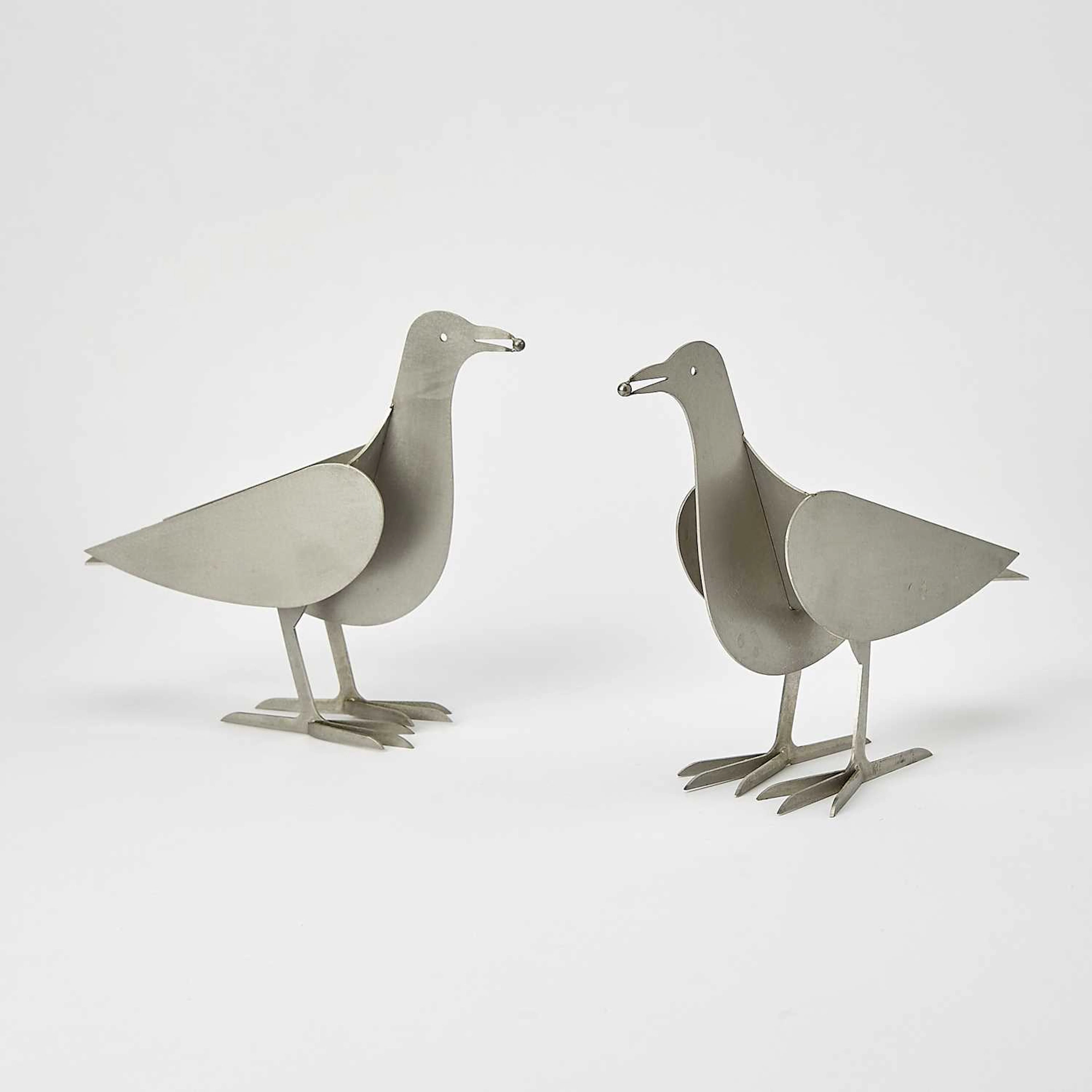 Pair of Francois-Xavier Lalanne Aluminum "L'Oiseau d'Argent" Candle Holders