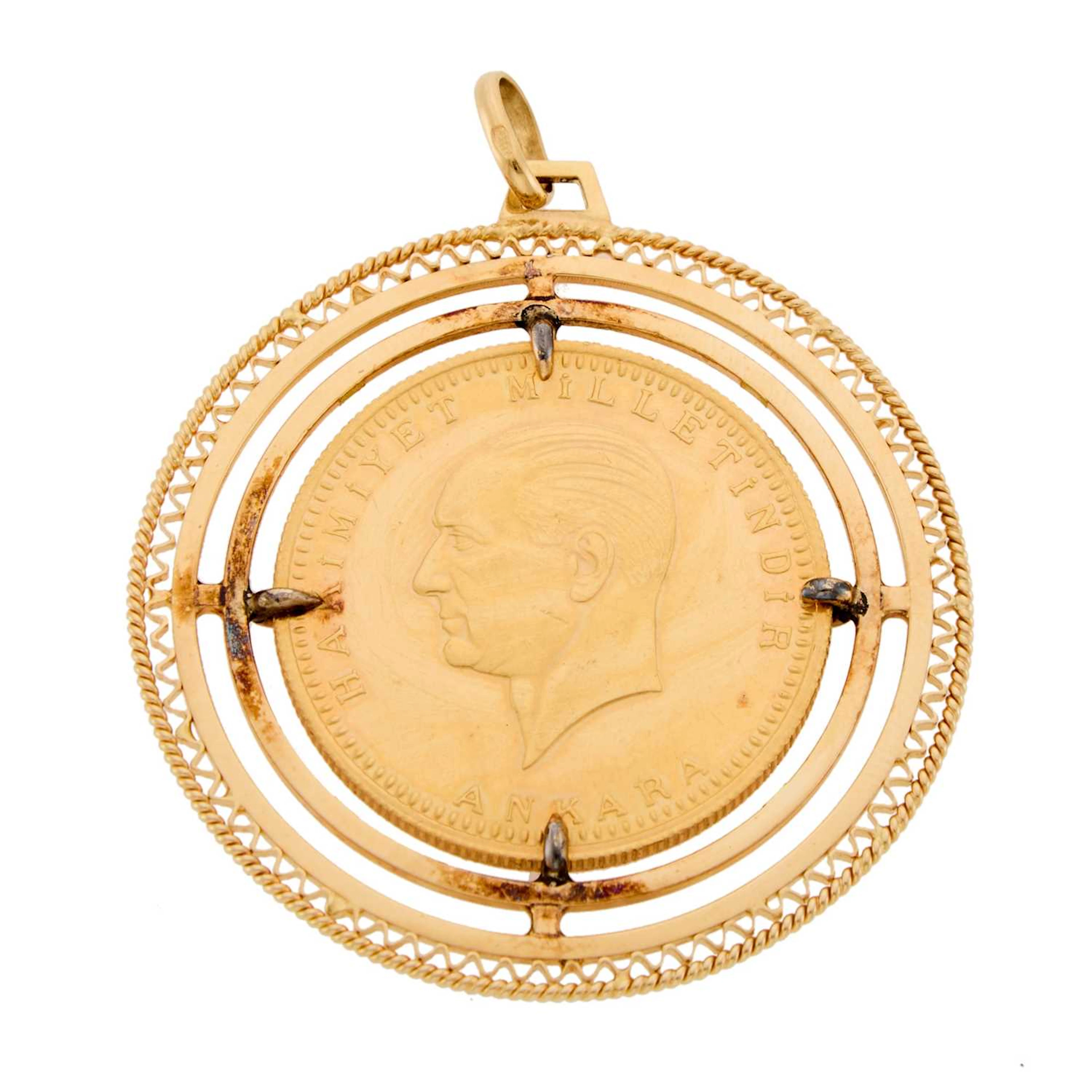 Gold and Turkish Gold Coin Pendant