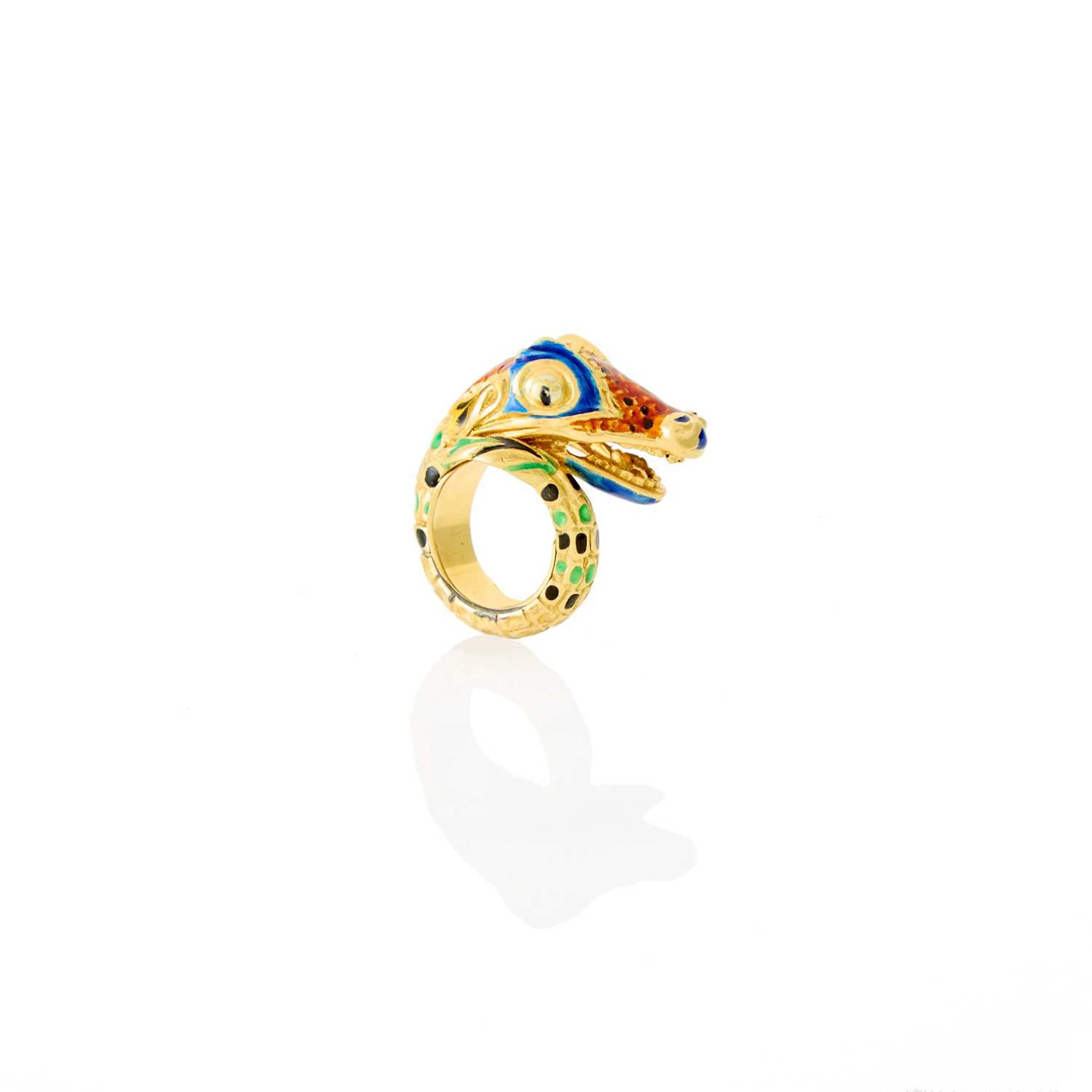 Gold and Enamel Snake Ring