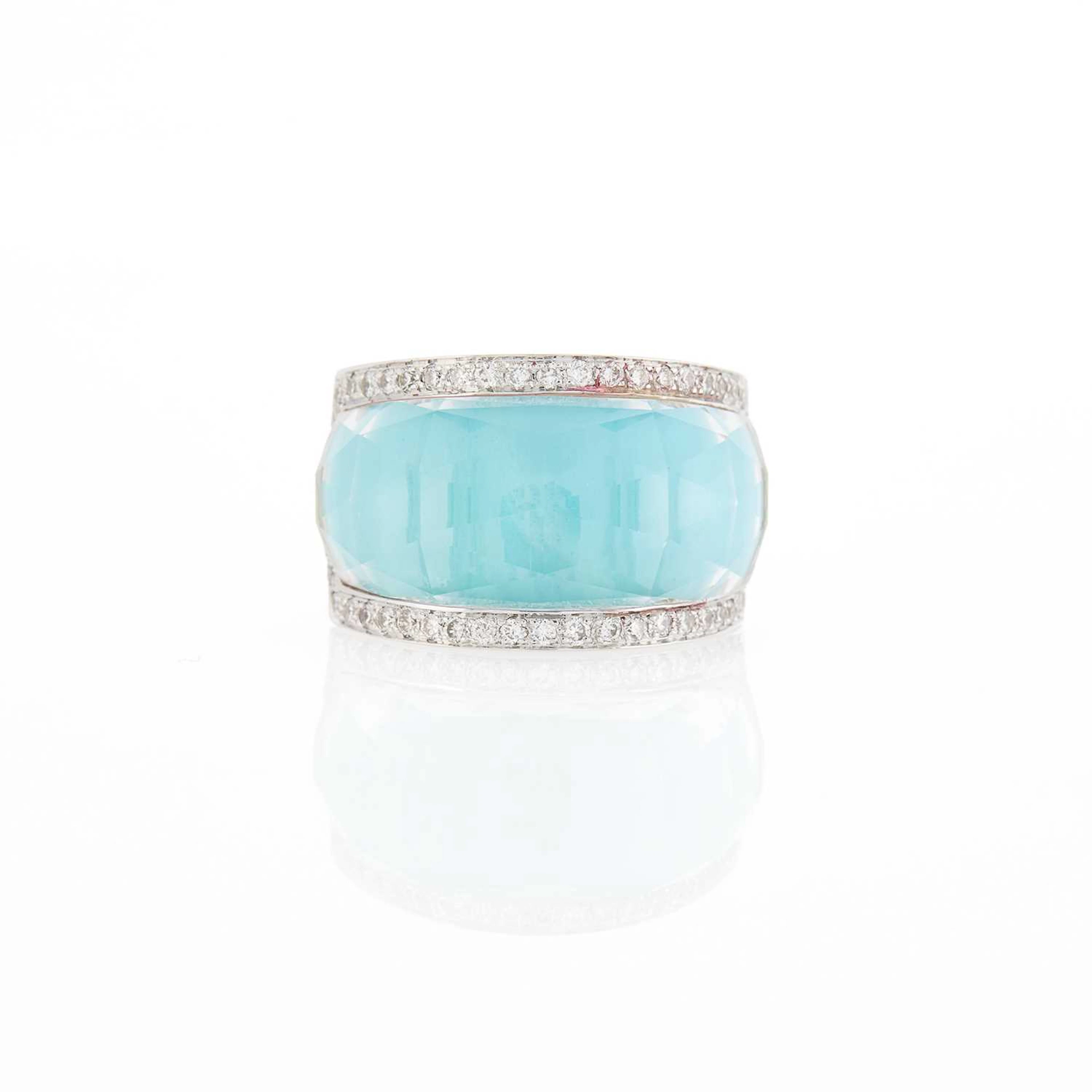 Attributed to Stephen Webster White Gold, Quartz, Turquoise and Diamond