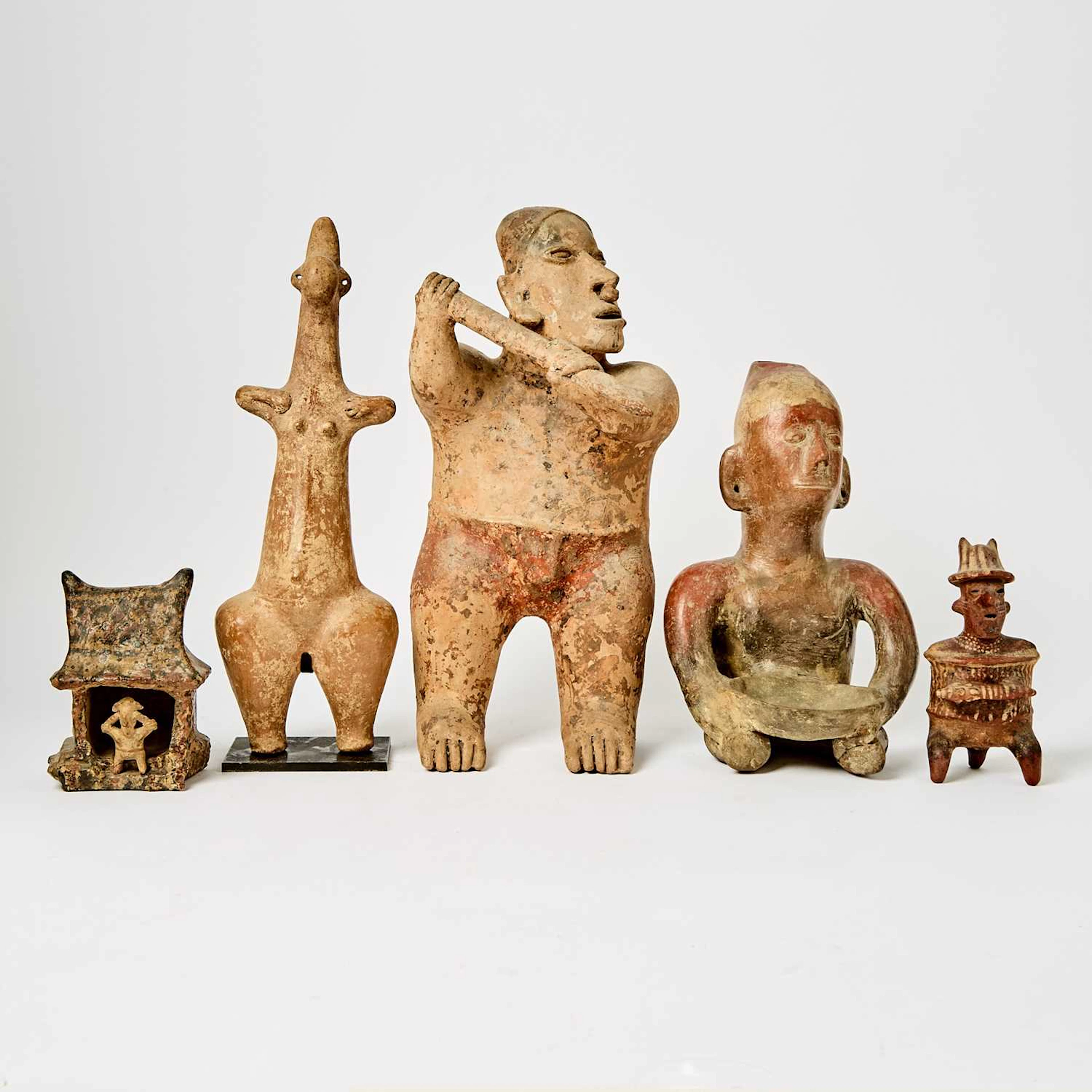 Group of Five Pre-Colombian Pottery Figures