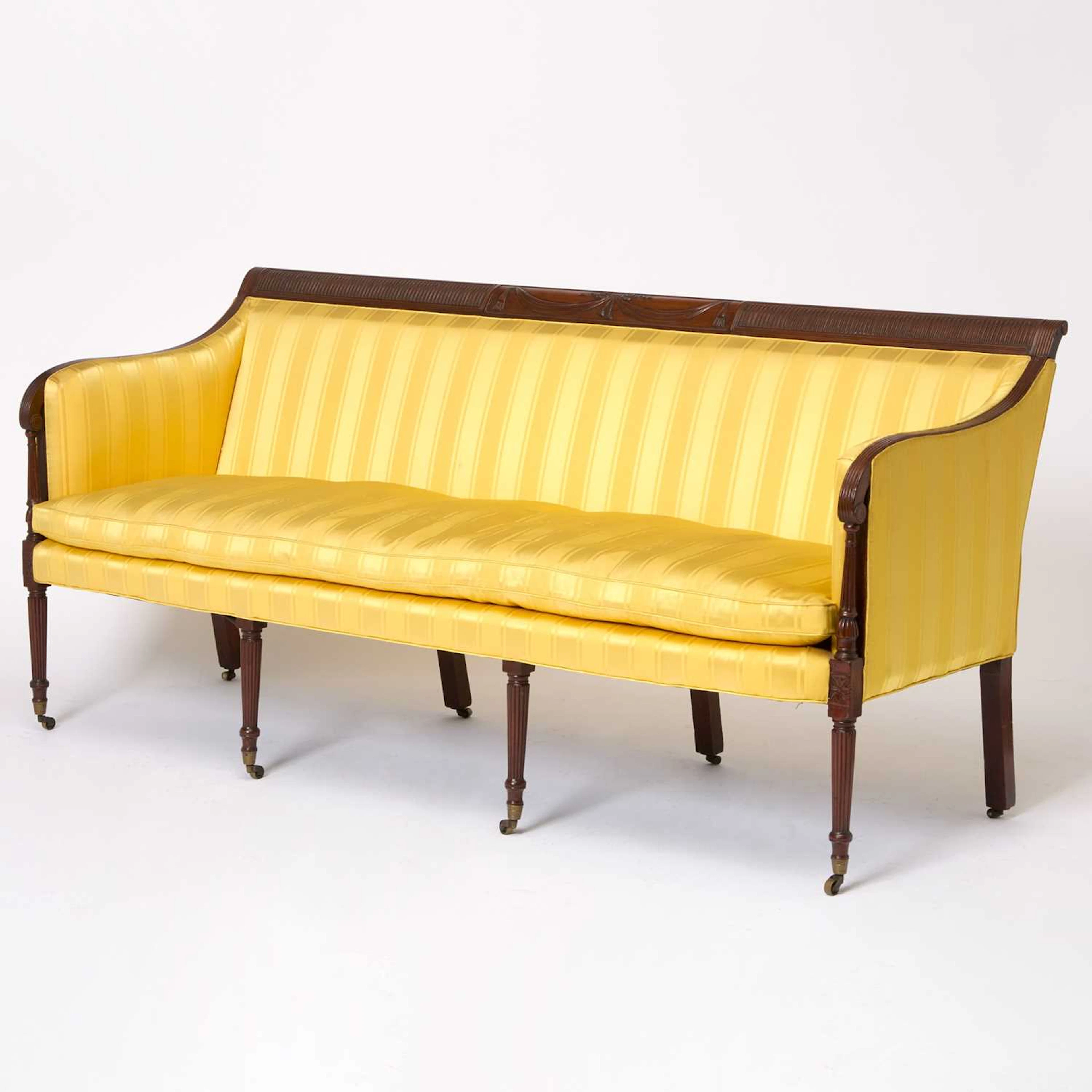 Federal Carved Mahogany Upholstered Sofa