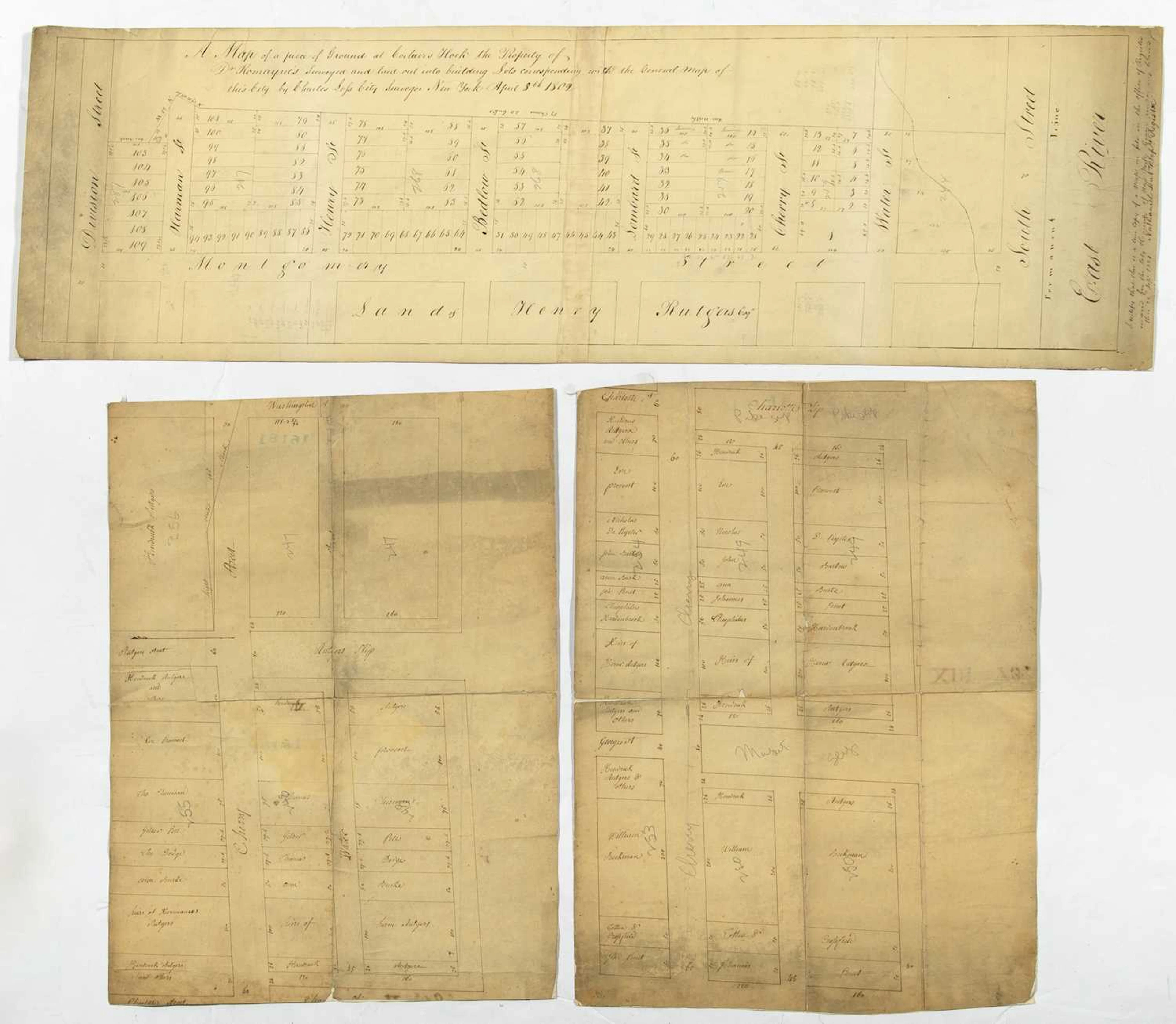 Three 18th century survey maps of Lower Manhattan