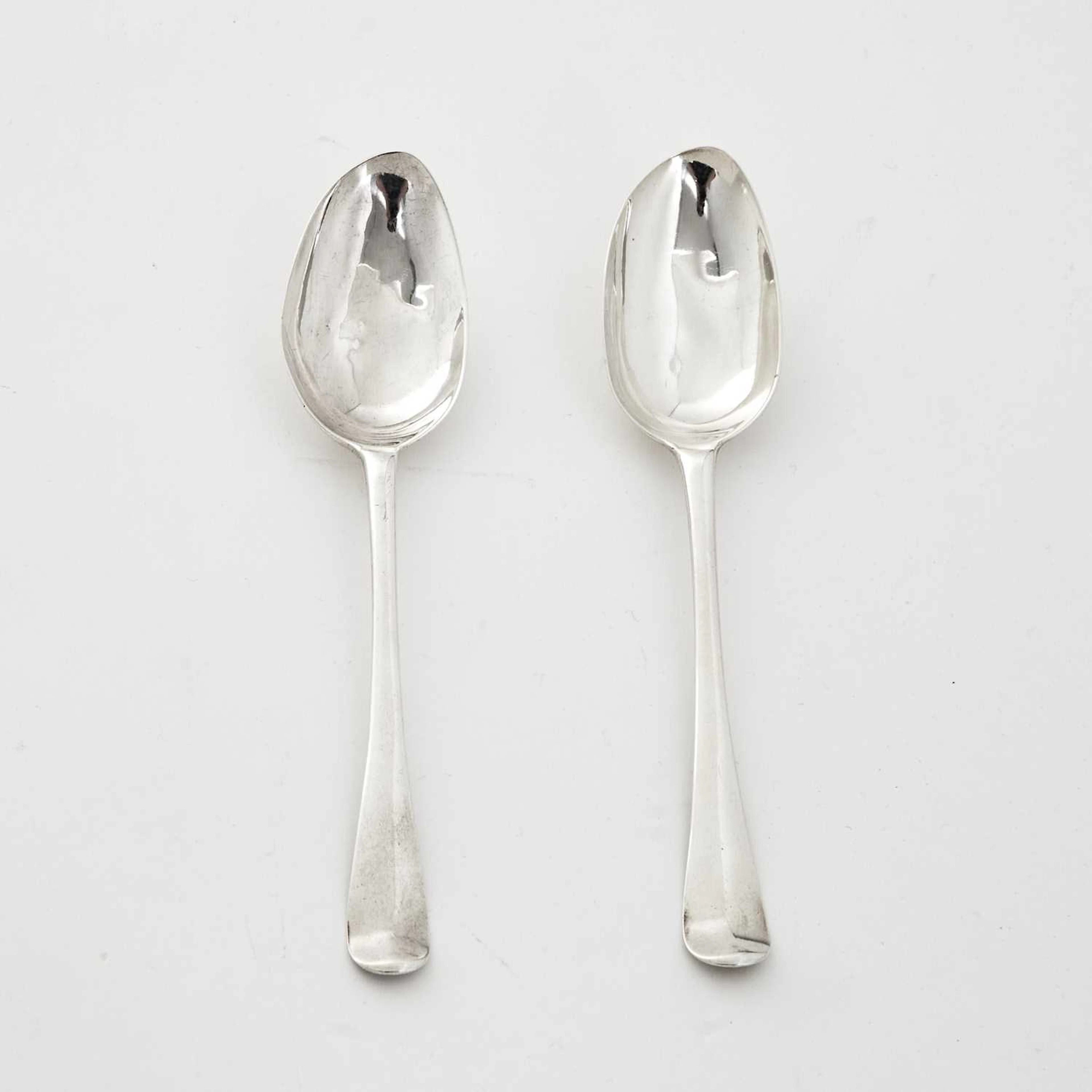 Rare Pair of Charleston Colonial Silver Tablespoons