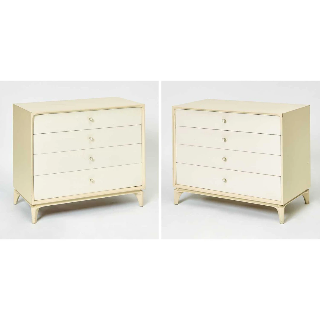 Pair of White Lacquered Chests of Drawers