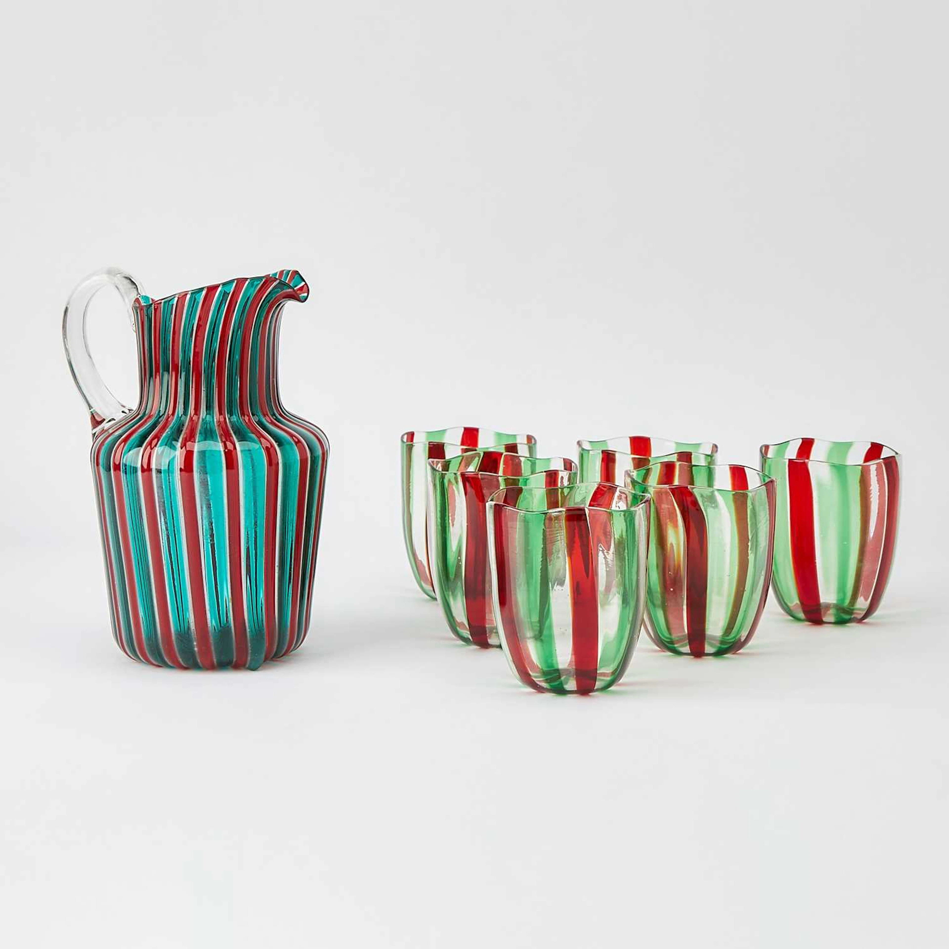 Gio Ponti for Venini Murano Hand-Blown Glass " a Canne" Pitcher