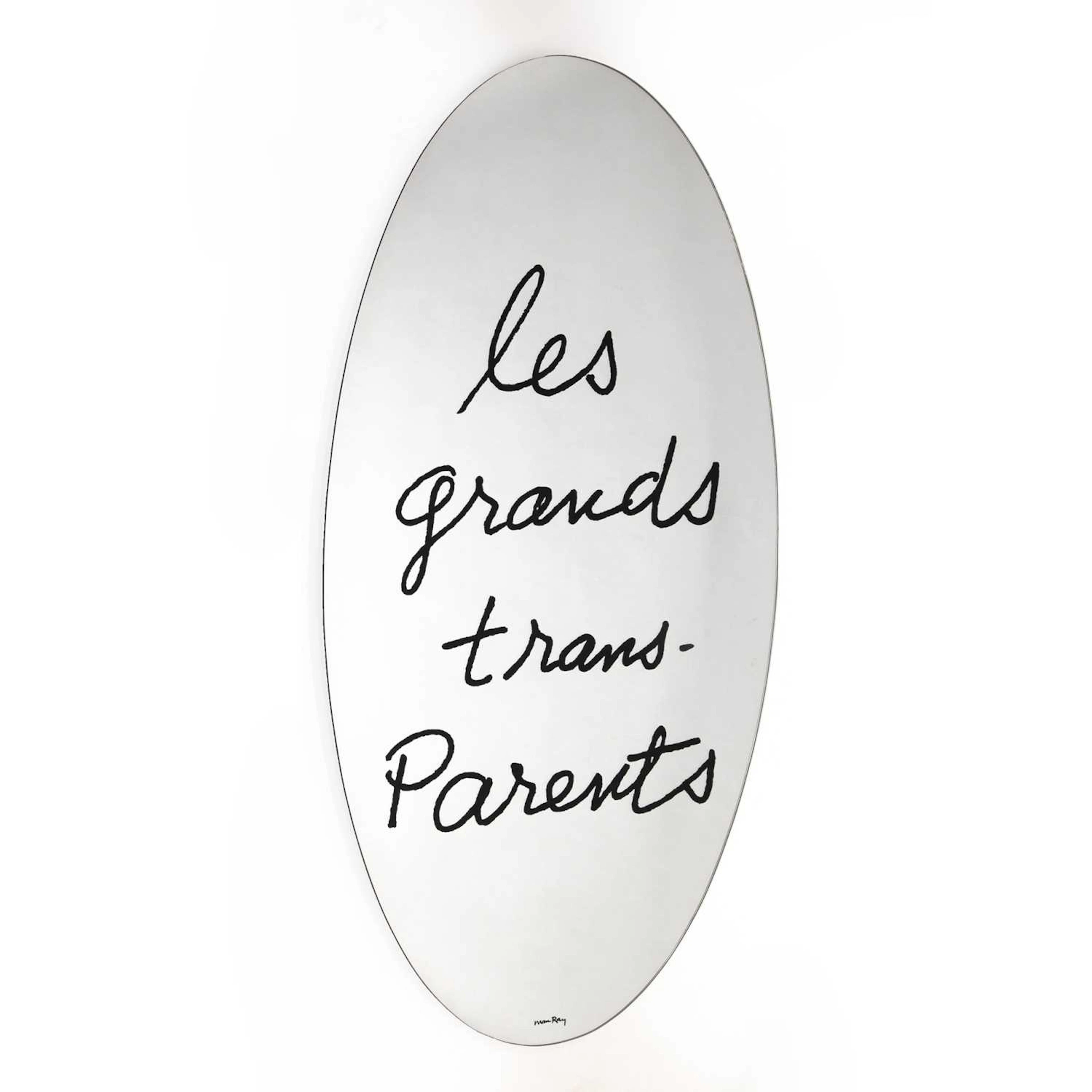 Screenprinted Glass "Les Grands Trans-Parents" Elliptical Wall Mirror