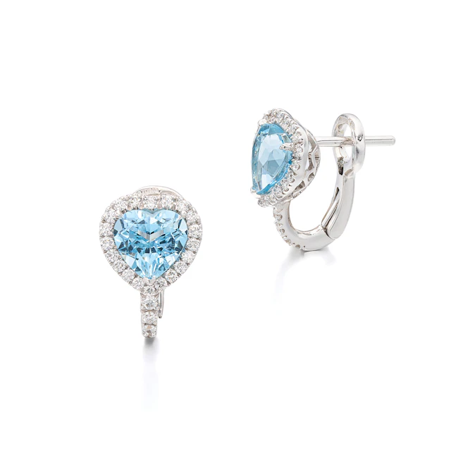 A Pair of Aquamarine, Diamond and White Gold Ear Clips