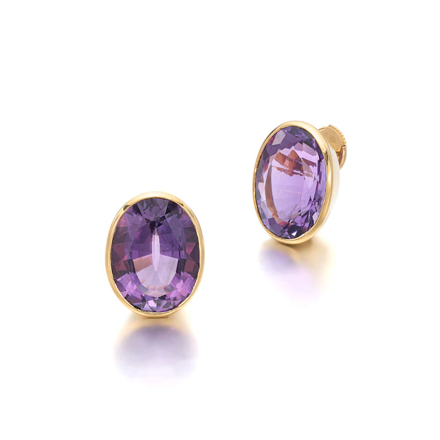 A Pair of Amethyst and Gold Earrings, by Georges Schwartz
