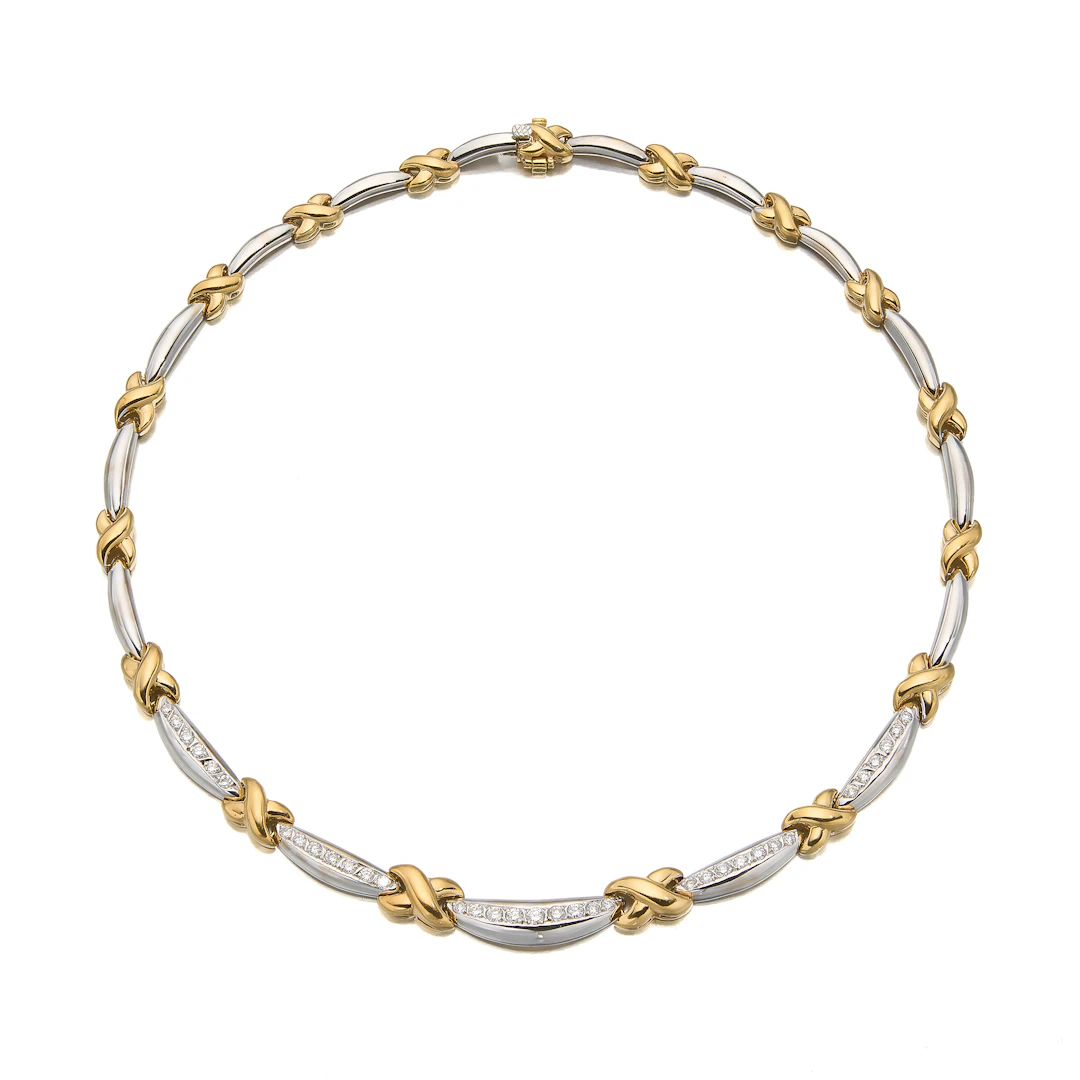 A Diamond and Two-Tone Gold Necklace