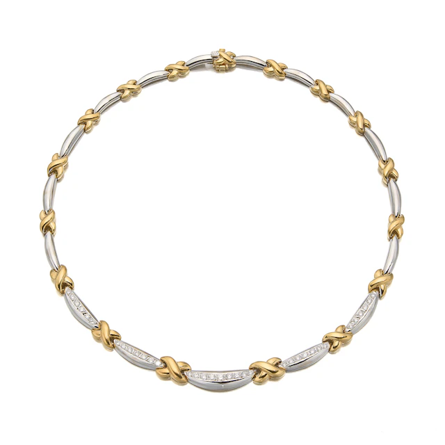 A Diamond and Two-Tone Gold Necklace