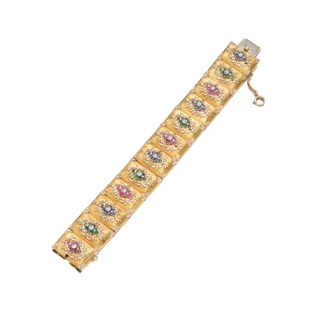 A Multi-Gem and Gold Bracelet