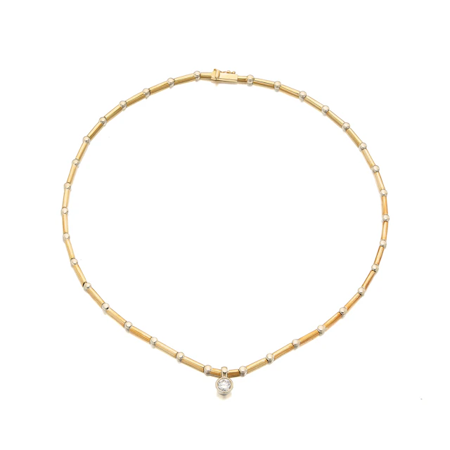 A Diamond and Two-Tone Gold Necklace