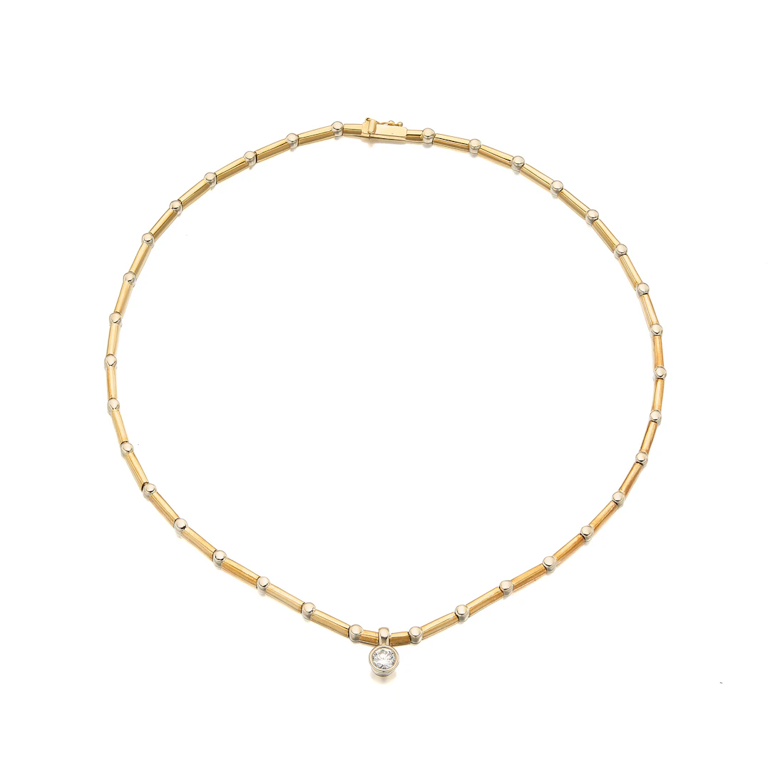 A Diamond and Two-Tone Gold Necklace