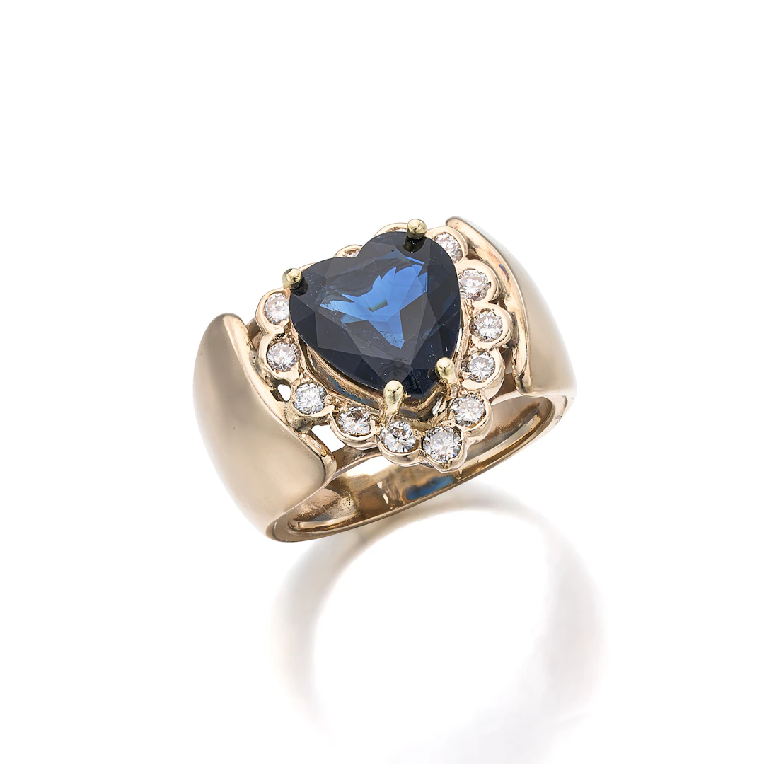 A Sapphire, Diamond and Gold Ring