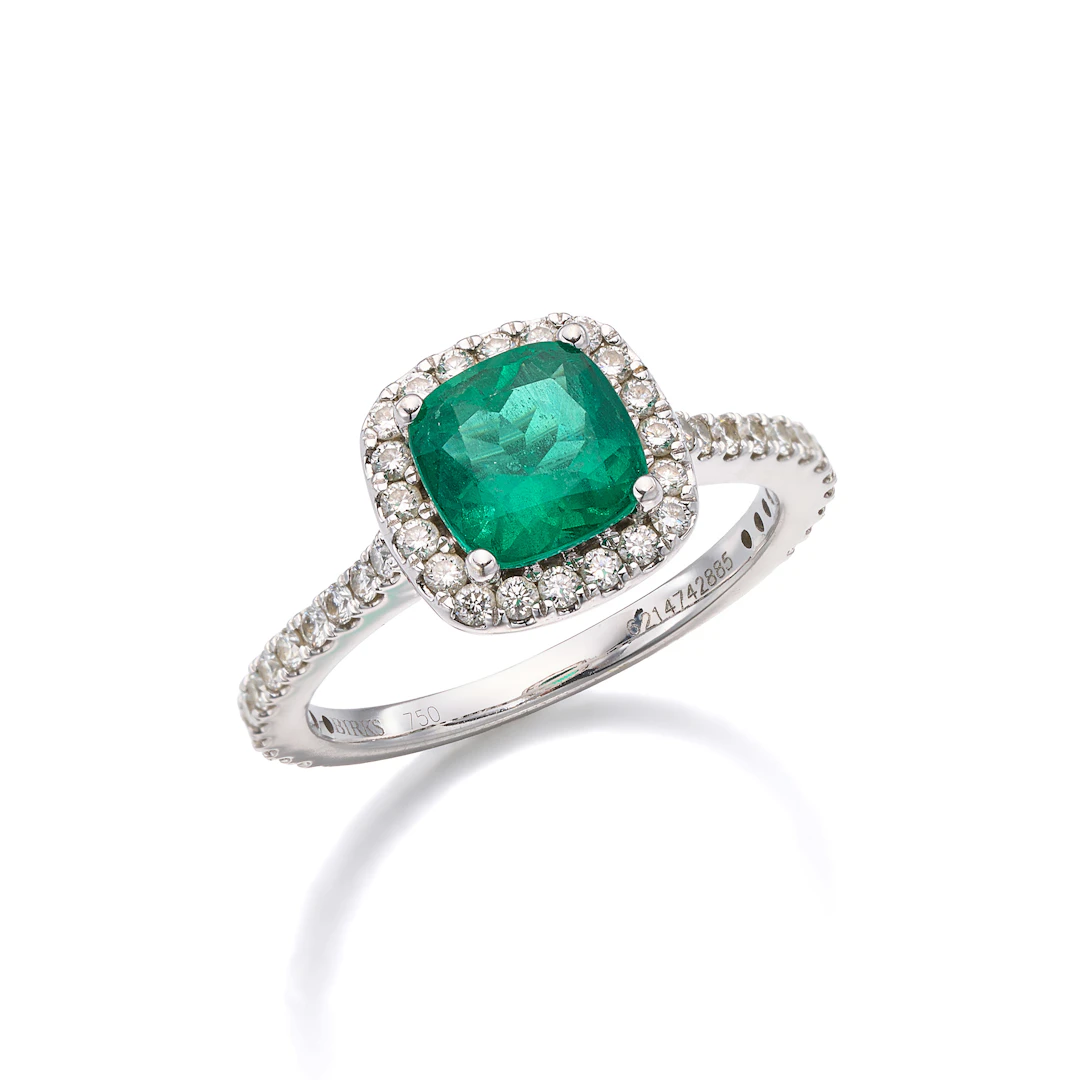An Emerald, Diamond and White Gold Ring, Birks