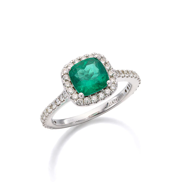 An Emerald, Diamond and White Gold Ring, Birks