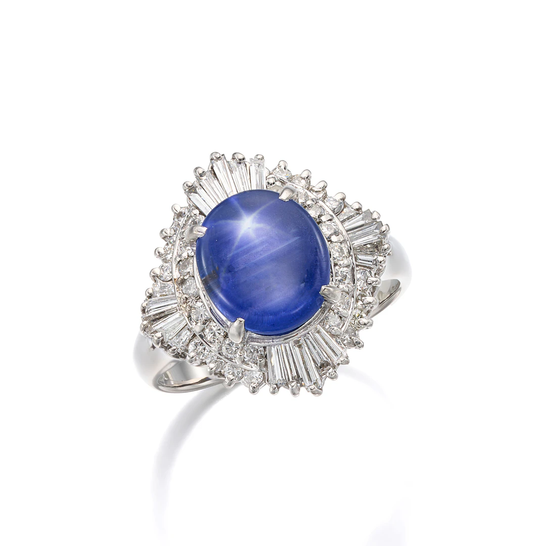 No Reserve | A Star Sapphire, Diamond and Platinum Ring