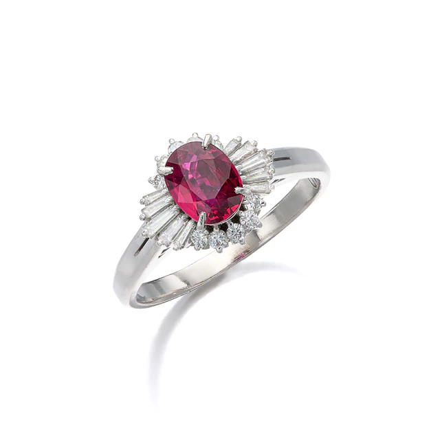 A Ruby, Diamond and Platinum Ring