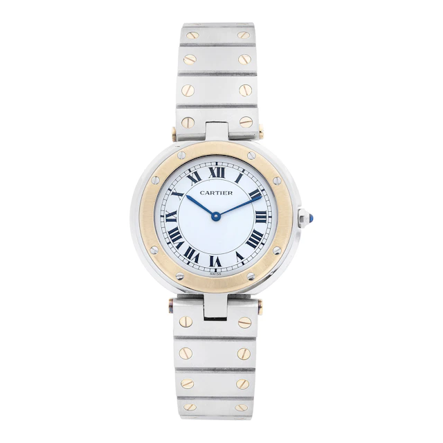 Lady's Stainless Steel and Gold 'Santos Ronde' Wristwatch, Cartier
