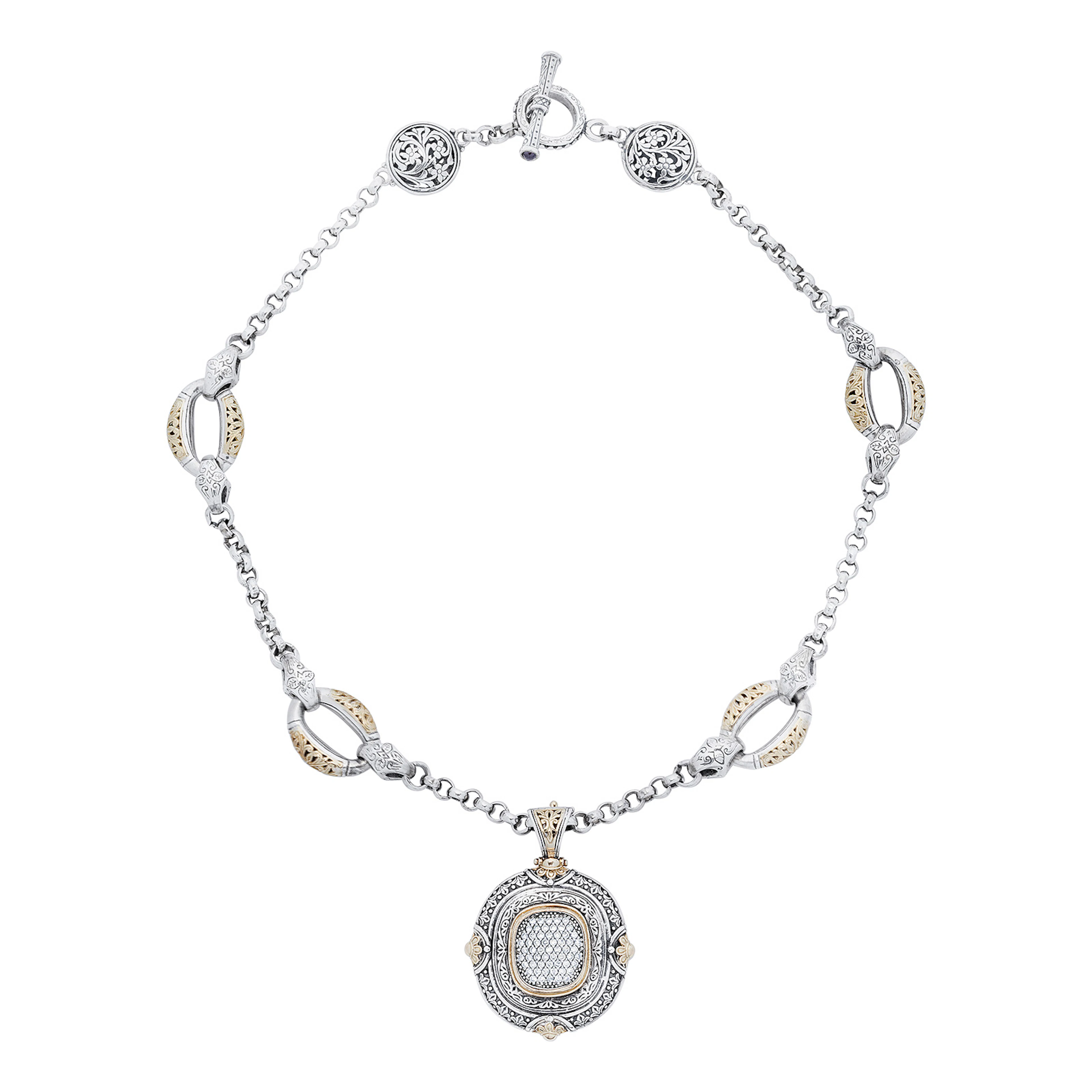No Reserve | Diamond, Sterling Silver and Gold Pendant/Enhancer Necklace
