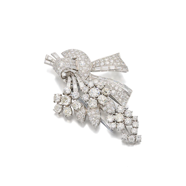 A Diamond and Platinum Clip Brooch, circa 1950