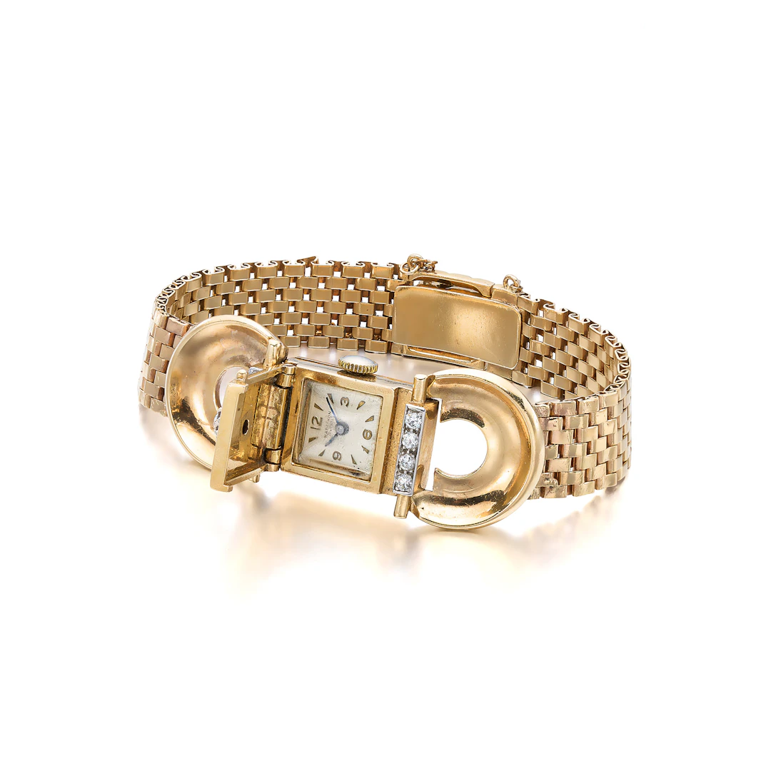 A Retro, Diamond and Gold Bracelet Watch, by Marathon, circa 1940