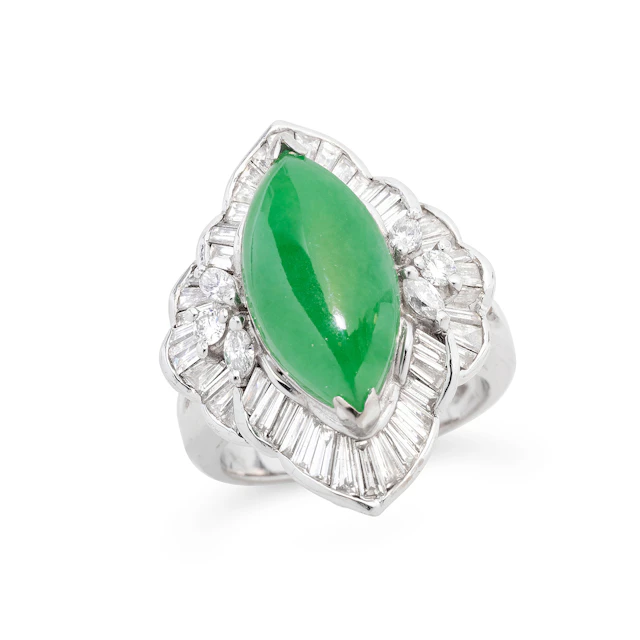 No Reserve | Jadeite, Diamond and White Gold Convertible Ring/Pendant