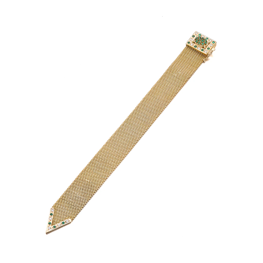 An Emerald, Diamond and Gold Bracelet
