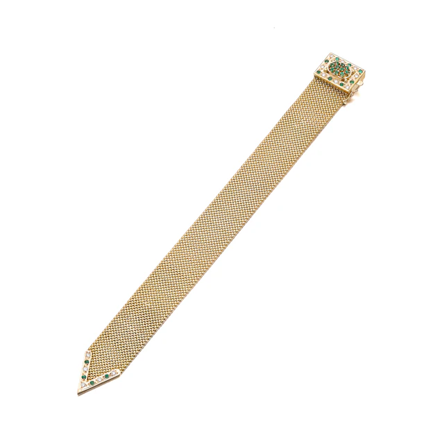 An Emerald, Diamond and Gold Bracelet