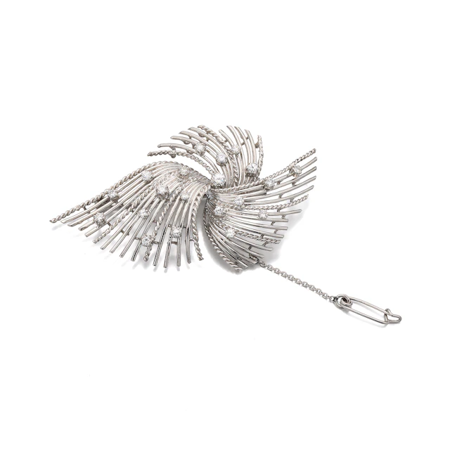 A Diamond and White Gold Brooch