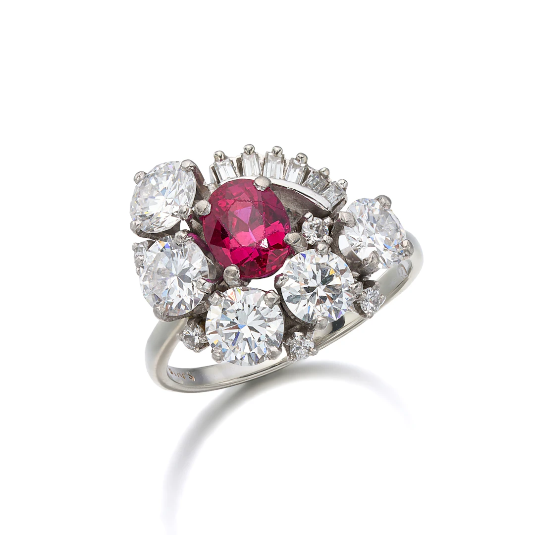 A Ruby, Diamond and White Gold Ring, Birks