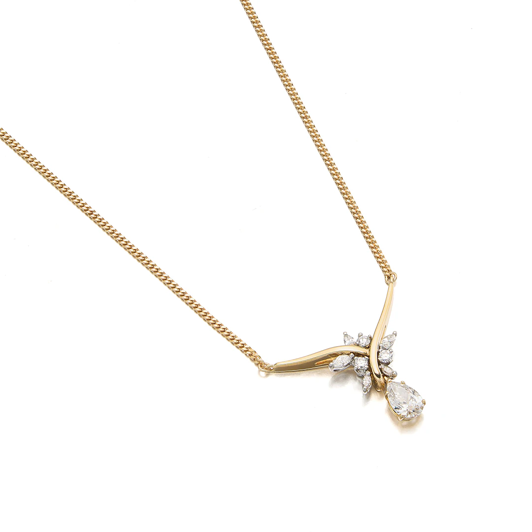 A Diamond, Platinum and Gold Necklace