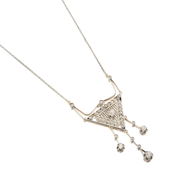 A Belle Epoque Diamond, Gold and Silver Necklace, circa 1910