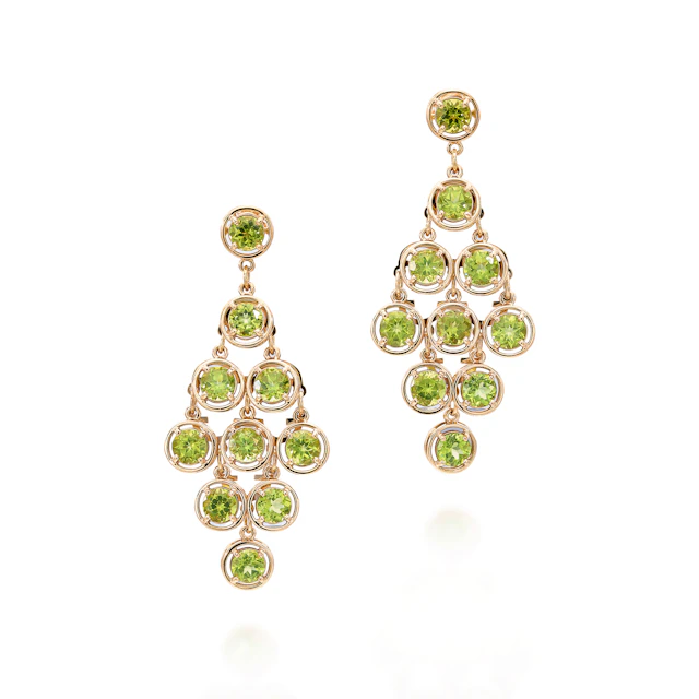 A Pair of Peridot and Gold Ear Pendants